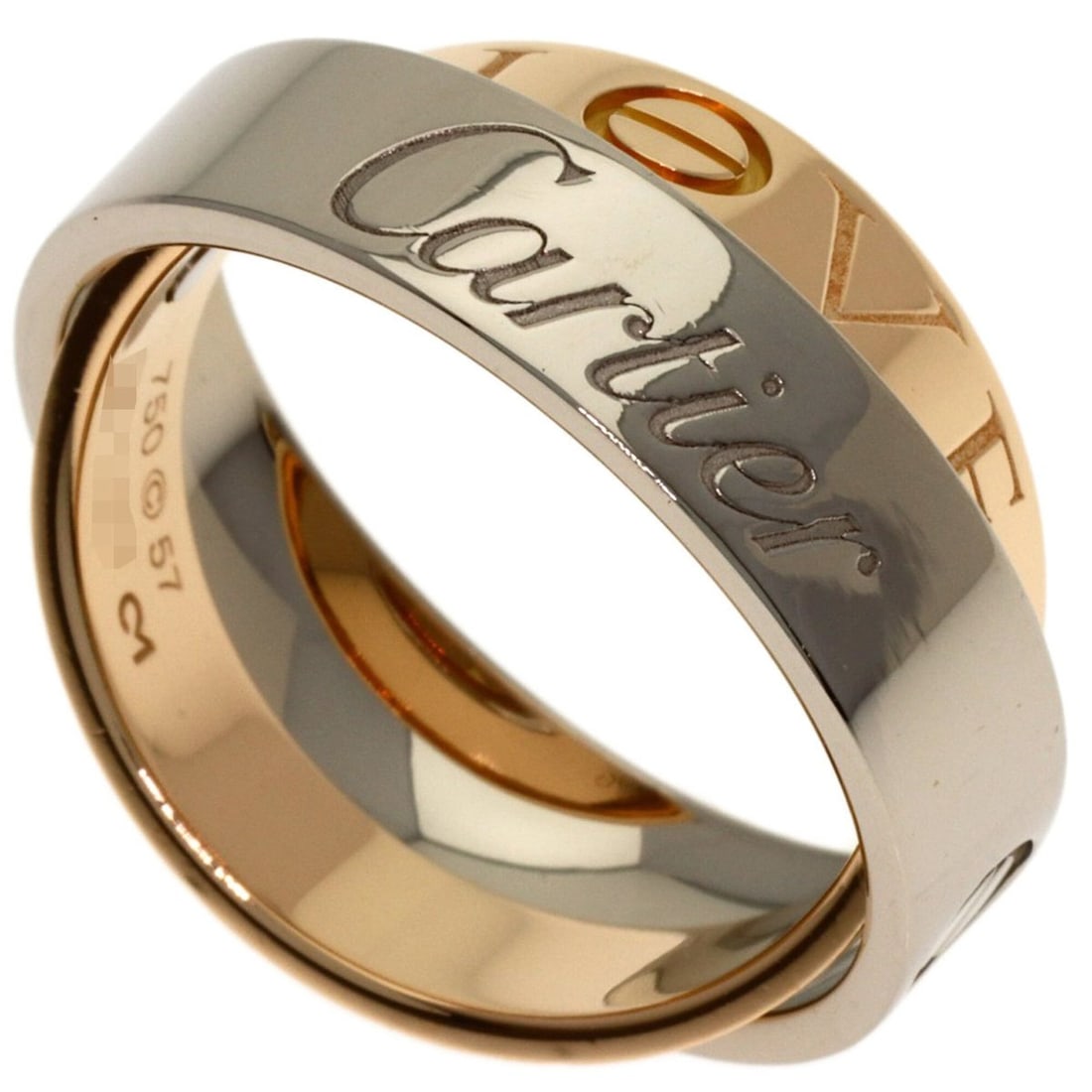 Cartier Secret Love #57 Ring, 18K White Gold/18KPG, Women's.: --- Catalog ---Category: SizeJP Size: 17US Size: 8.5Category: DesignType: Band ringGender: WomenMaterial: Pink gold (18K), White gold (18K)Category: GeneralLine: LoveBrand: Cartier--- Item List ---Sec