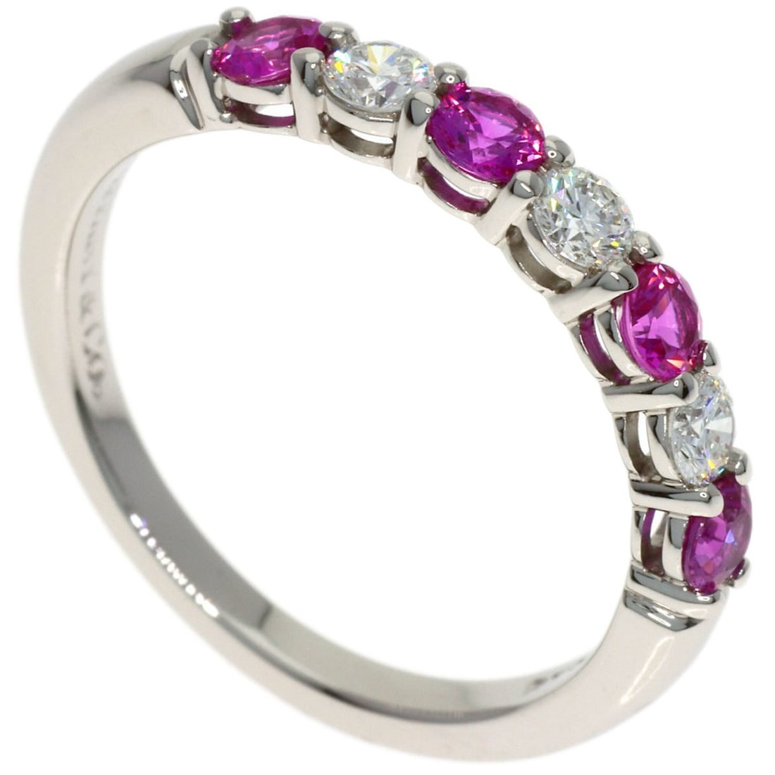 Tiffany & Co. Forever Pink Sapphire Diamond Ring, Platinum PT950, Women's.: --- Catalog ---Category: SizeJP Size: 11US Size: 6Category: DesignType: Band ringGender: WomenMaterial: Platinum 950Category: GeneralBrand: Tiffany--- Item List ---Section: ConditionRanking: Rank A Us