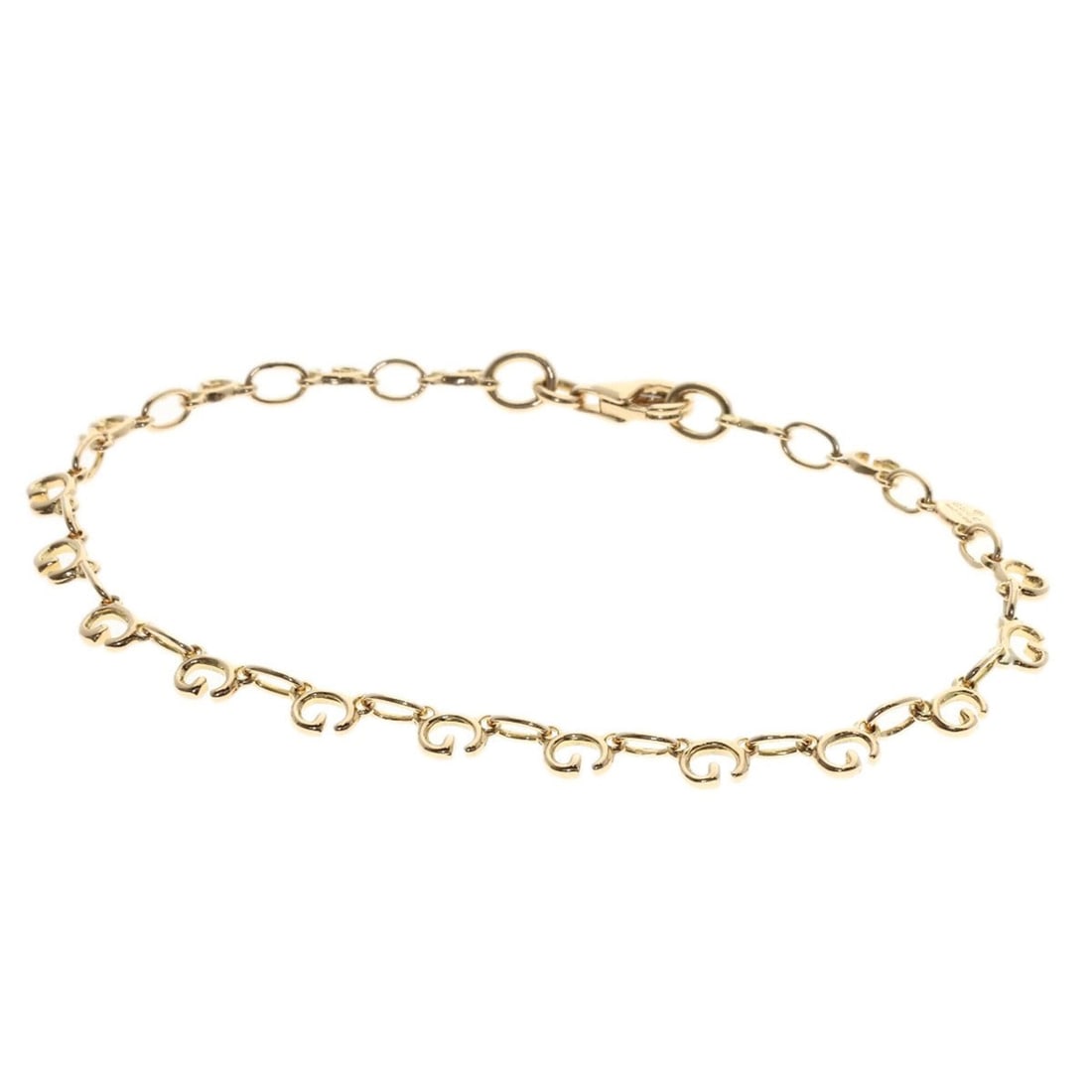 Gucci G-logo bracelet, 18K yellow gold, women's.: --- Catalog ---Category: SizeLength: 17.5cm / 6.88''Category: DesignType: Charm braceletGender: WomenMaterial: Yellow gold (18K)Category: GeneralBrand: Gucci--- Item List ---Section: ConditionRanking:
