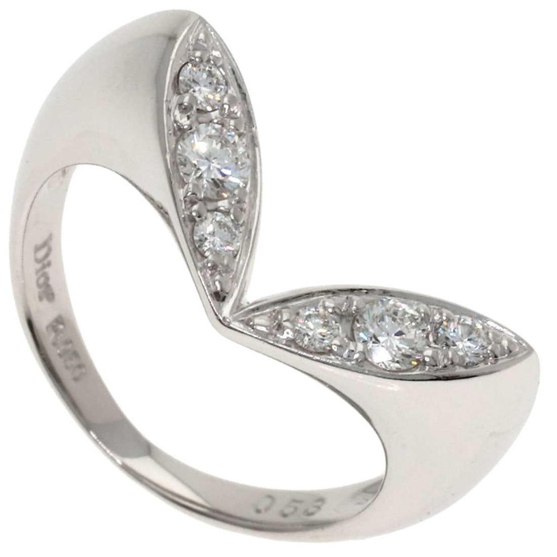Christian Dior Dior Diamond Ring, Platinum PT950, Women's: --- Catalog ---Category: SizeJP Size: 10US Size: 5.5Category: DesignType: Band ringColor: PlatinumStone: DiamondGender: WomenMaterial: Platinum 950Weight (ct.): 0.53Category: GeneralBrand: Christian D