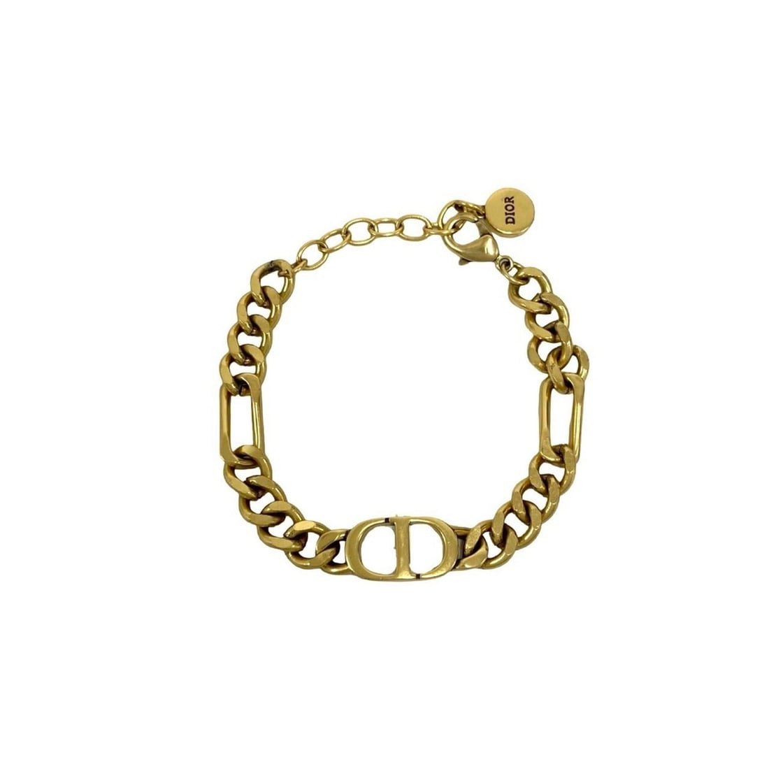 Christian Dior CD Logo Motif GP Chain Bracelet, Gold, Item No. 17450: --- Catalog ---Category: SizeLength: 15.5cm - 18.5cm / 6.1'' - 7.28''Category: DesignType: Charm braceletColor: GoldGender: WomenMaterial: Gold platingCategory: GeneralBrand: Christian Dior--- Item Li
