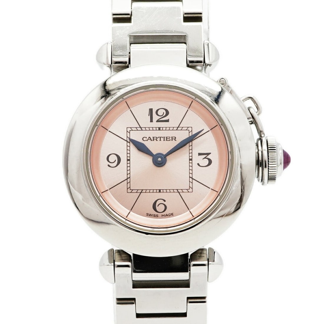 Cartier Miss Pasha W3140008 Pink Dial Women's Watch: --- Catalog ---Category: SizeWrist Size: 15.5cm / 6.1''Case Diameter: 27mm / 1.06''Category: DesignType: WristwatchGender: WomenColor (Dial): PinkMaterial (Band): Stainless steelCategory: GeneralMPN: 