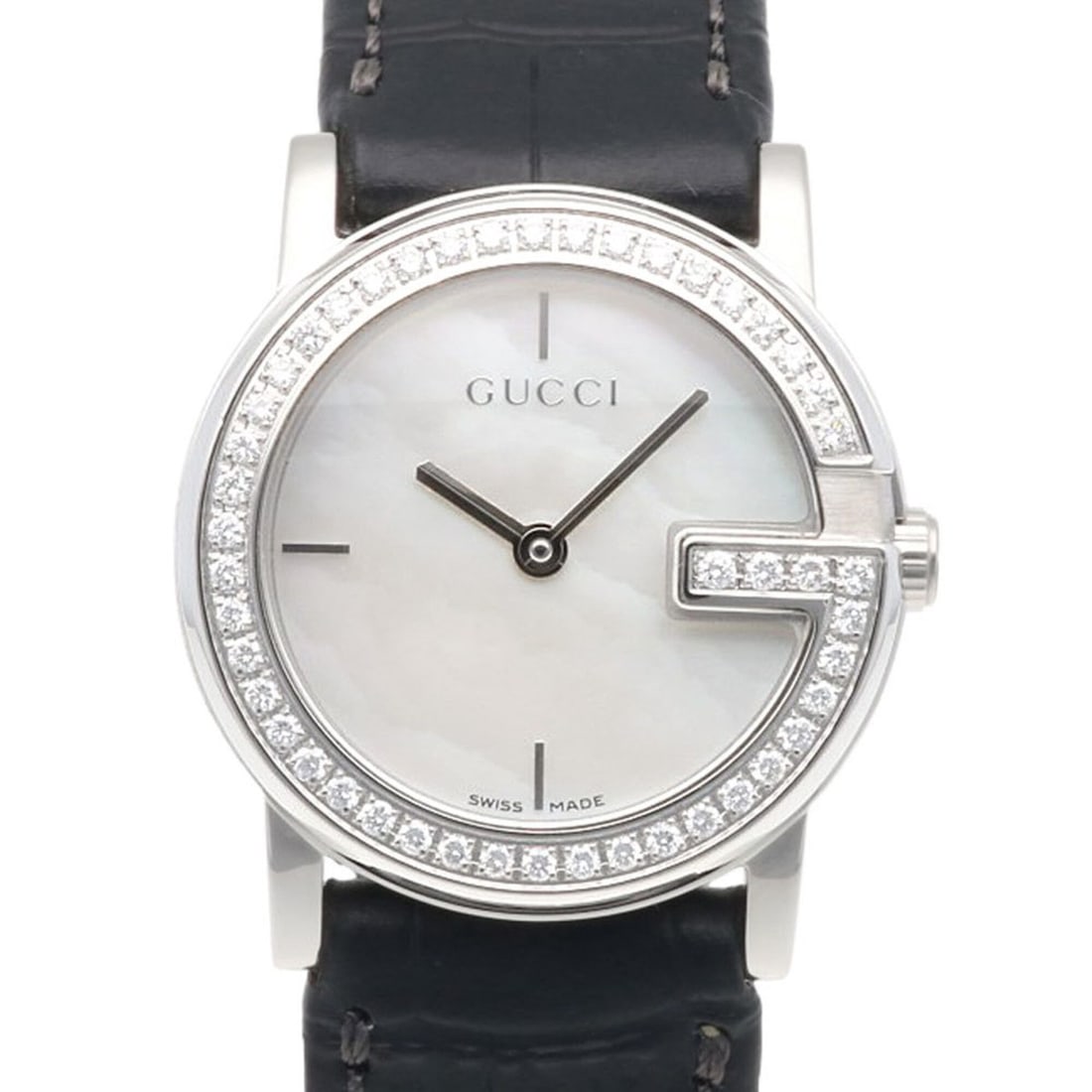 Gucci watch, stainless steel 101L quartz women's GUCCI white shell bezel with diamonds.: --- Catalog ---Category: SizeWrist Size: 13.5cm - 17cm / 5.31'' - 6.69''Case Diameter: 27.5mm / 1.08''Category: DesignType: WristwatchGender: WomenMaterial (Case): Stainless steelCategory: GeneralMPN: