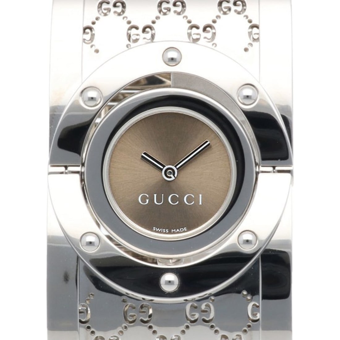 Gucci Toile Collection Wristwatch, Stainless Steel 112 Quartz, Polished, Ladies' Wide Bangle (1 of 5)