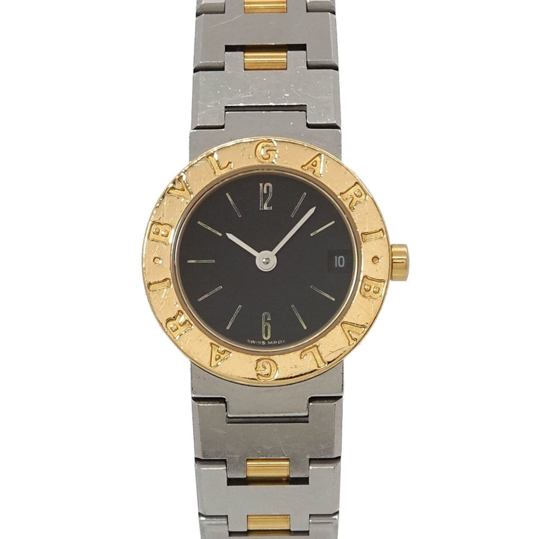 BVLGARI BB23SG Women's Watch Date Black YG Yellow Gold Quartz: --- Catalog ---Category: SizeWrist Size: 18cm / 7.08''Case Diameter: 23mm / 0.91''Category: DesignType: WristwatchGender: WomenColor (Dial): BlackMaterial (Band): Stainless steel, Yellow goldMaterial 