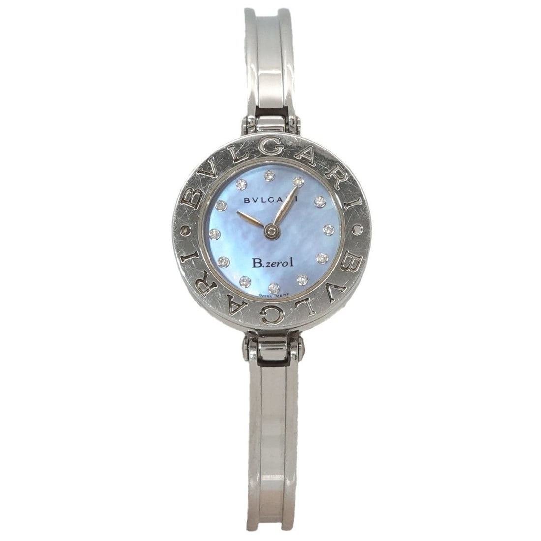 Bulgari BVLGARI B-Zero1 BZ22S Bangle Watch Women's Wristwatch 12P Diamond Blue Shell Quartz: --- Catalog ---Category: SizeWrist Size: 15cm / 5.9''Case Diameter: 22mm / 0.87''Category: DesignType: WristwatchGender: WomenColor (Dial): Blue shellMaterial (Band): Stainless steelMaterial (Case): S