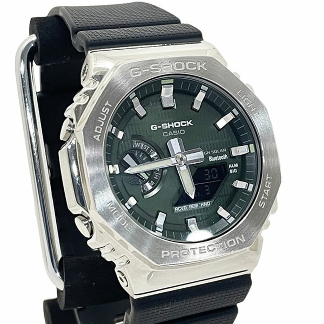 Casio G-Shock Watch, Metal Covered, GBM-2100A-1A3JF, Analog-Digital 2100 Series 5729, Resin Band,: --- Catalog ---Category: SizeWrist Size: 21cm / 8.26''Case Diameter: 44.4mm / 1.75''Category: DesignType: WristwatchGender: MenMaterial (Case): Stainless steelCategory: GeneralMPN: GBM-2100A-1A3JFBran