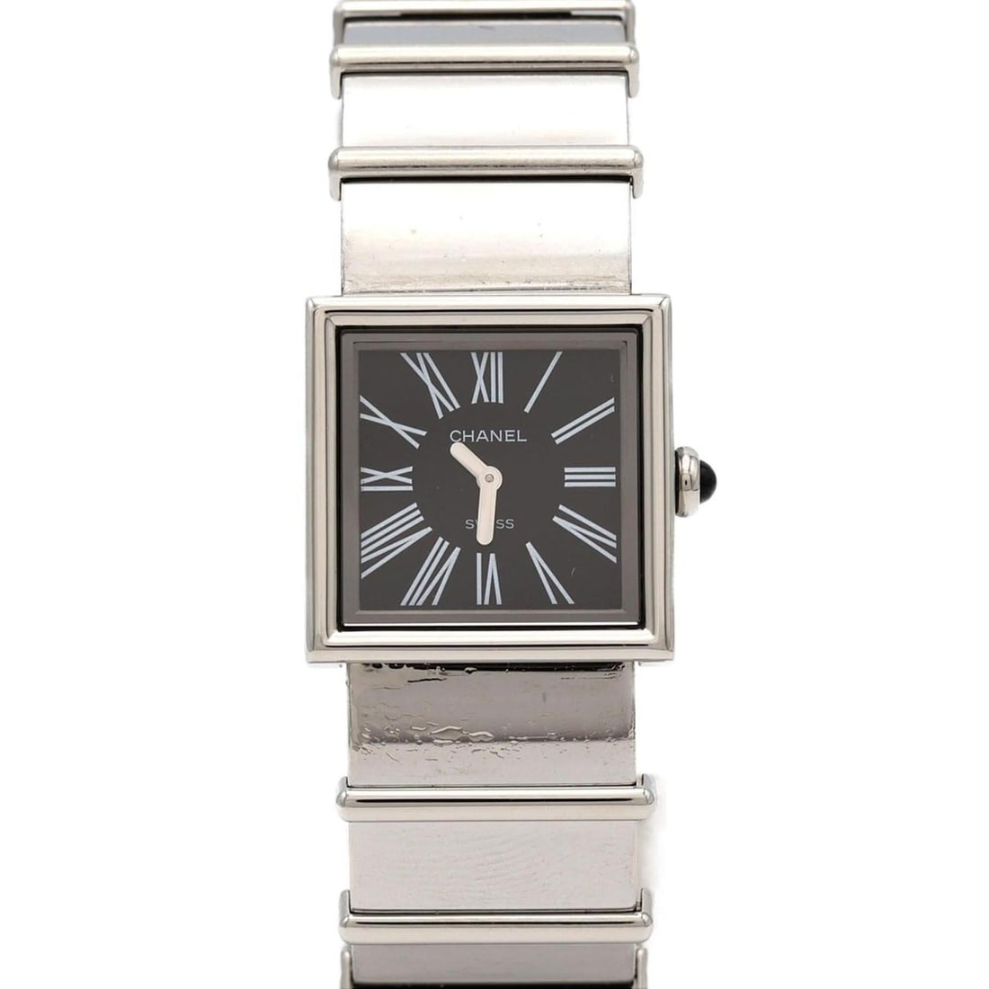 Chanel Mademoiselle H0826 SS Quartz Watch: --- Catalog ---Category: SizeWrist Size: 15.5cm / 6.1''Case Diameter: 22.5mm / 0.89''Category: DesignType: WristwatchGender: WomenColor (Dial): BlackMaterial (Band): Stainless steelMaterial (Case): St