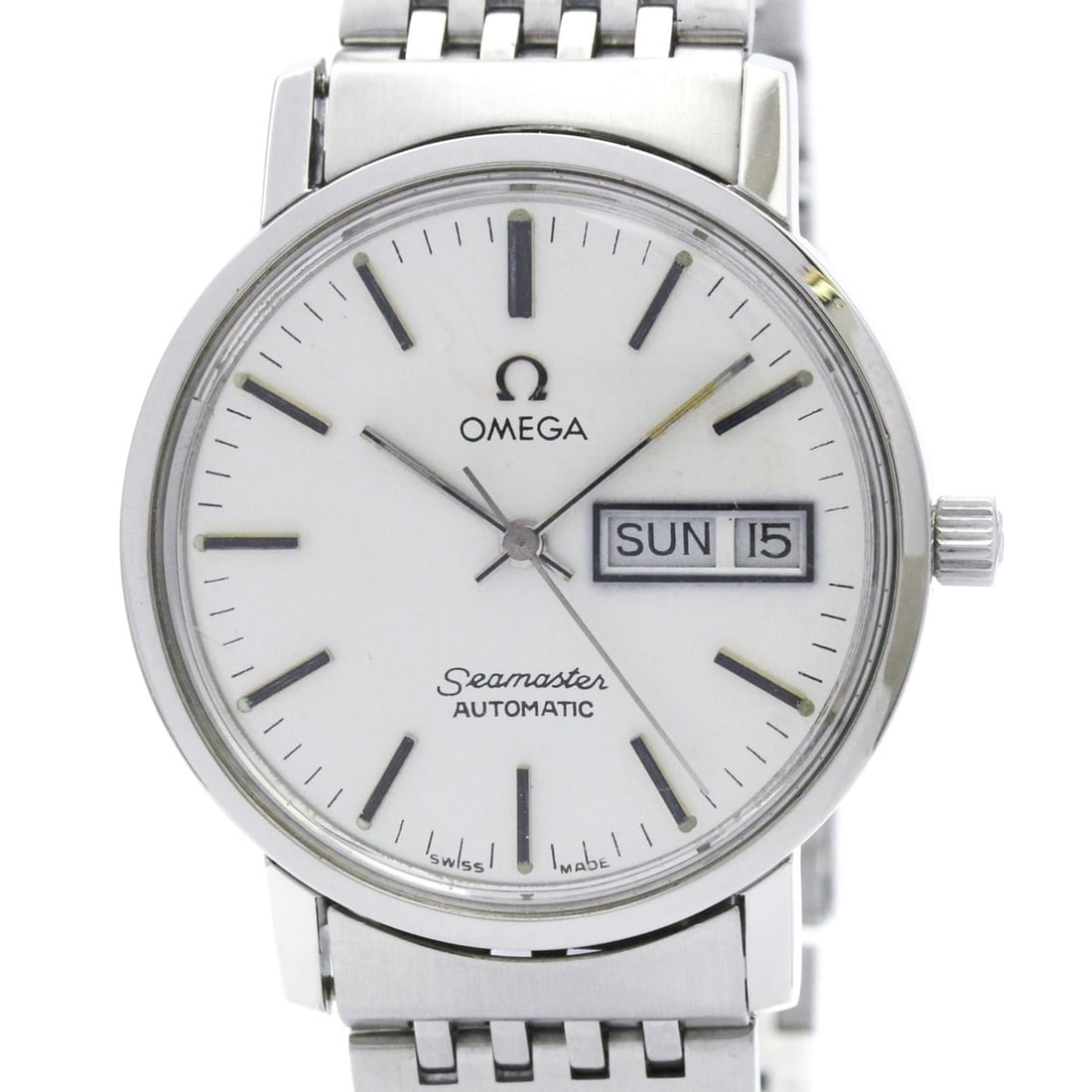 OMEGA Seamaster Day Date Cal 1022 Automatic Mens Watch 166.0209 Vintage: --- Catalog ---Category: SizeCase Diameter: 34mm / 1.34''Category: DesignType: WristwatchStyle: Dress/FormalGender: MenColor (Dial): SilverMaterial (Band): Stainless steelMaterial (Case): Stainless st
