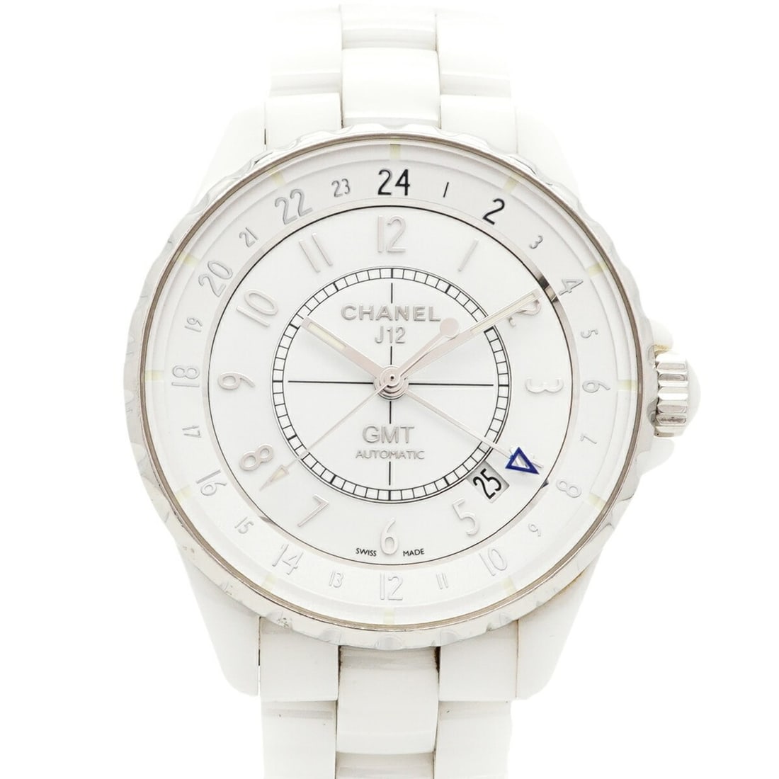Chanel J12 GMT H3103 White Dial Men's Watch: --- Catalog ---Category: SizeWrist Size: 15.5cm / 6.1''Case Diameter: 39.5mm / 1.56''Category: DesignType: WristwatchGender: MenColor (Dial): WhiteMaterial (Band): CeramicCategory: GeneralMPN: H3103Br