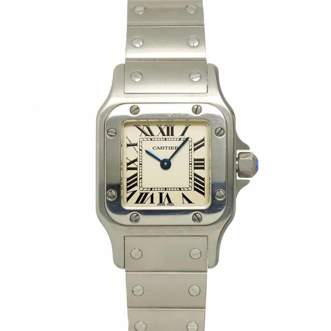 Cartier Santos Galbee SM W20056D6 Women's Watch, Ivory, Quartz Watch: --- Catalog ---Category: SizeWrist Size: 17.5cm / 6.88''Case Diameter: 24mm / 0.94''Category: DesignType: WristwatchGender: WomenColor (Dial): IvoryMaterial (Band): Stainless steelMaterial (Case): Sta