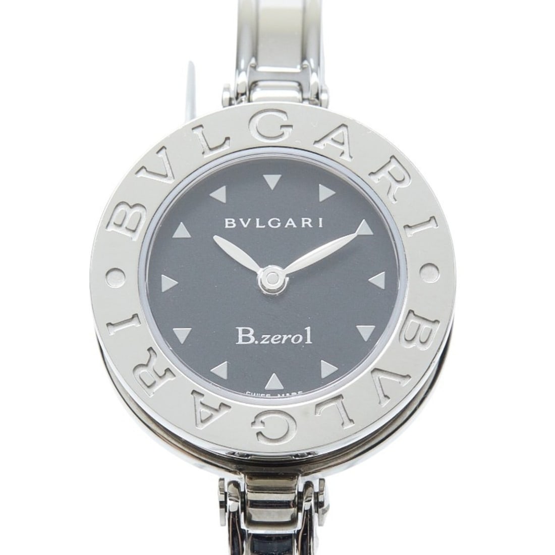 Bulgari B-ZERO1 Bangle Watch BZ22S Quartz Black Dial Stainless Steel Women's BVLGARI: --- Catalog ---Category: SizeWrist Size: 14.5cm / 5.7''Case Diameter: 22.3mm / 0.88''Category: DesignType: WristwatchGender: WomenColor (Dial): BlackMaterial (Band): Stainless steelMaterial (Case): St