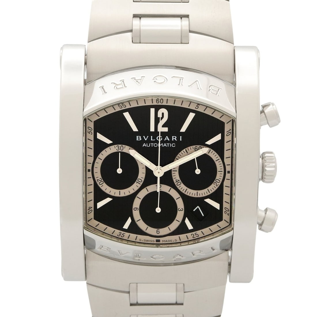Bulgari BVLGARI Assioma Chrono Watch, Stainless Steel, Men's, Black, AA48SCH: --- Catalog ---Category: SizeWrist Size: 19.5cm / 7.67''Case Diameter: 37.5mm / 1.48''Category: DesignType: WristwatchGender: MenColor (Dial): BlackMaterial (Band): Stainless steelMaterial (Case): Sta