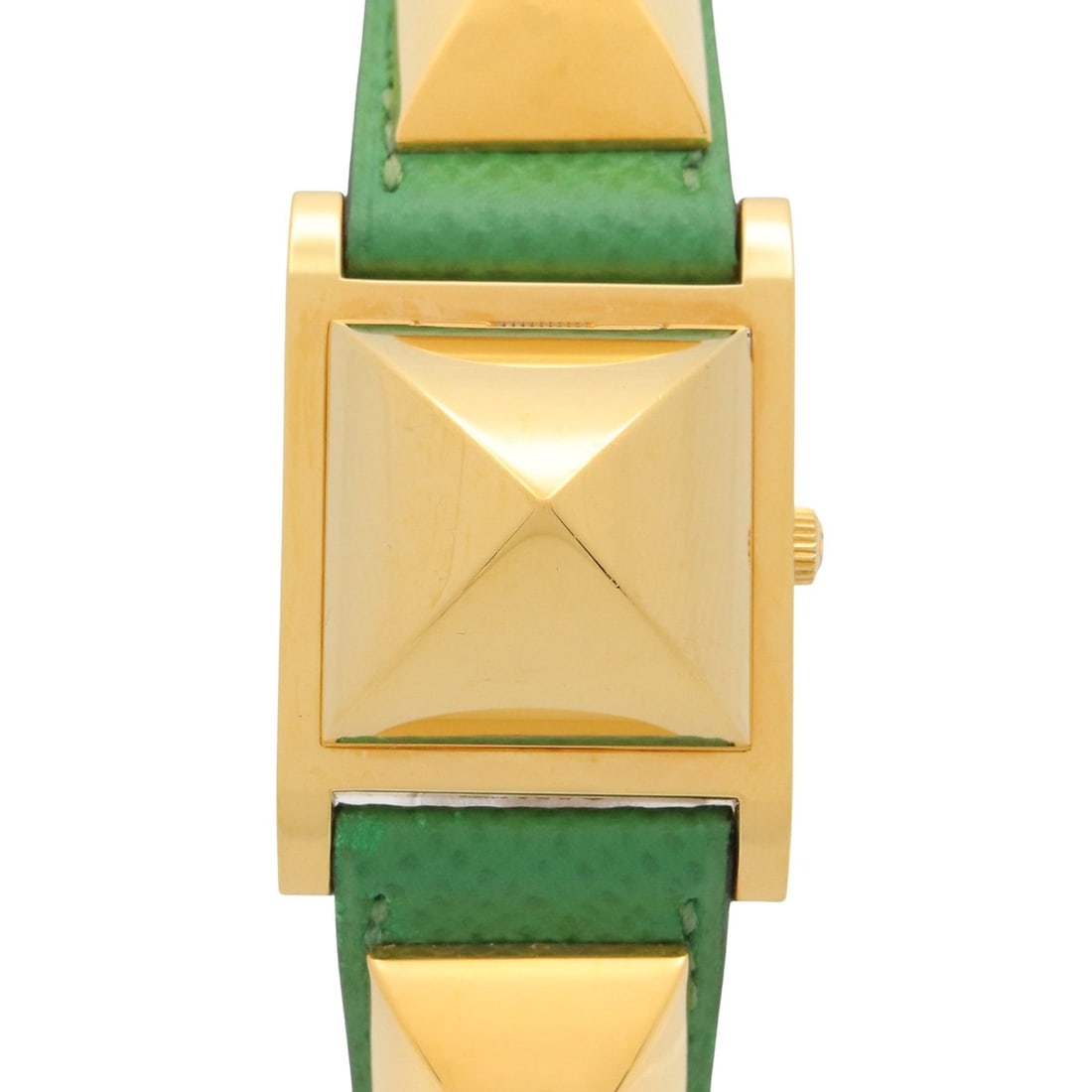 Hermes Medor watch, gold-plated (GP), leather strap, women's, white, ME1.201: --- Catalog ---Category: SizeWrist Size: 16.5cm / 6.49''Case Diameter: 23mm / 0.91''Category: DesignType: WristwatchGender: WomenColor (Dial): WhiteMaterial (Band): LeatherMaterial (Case): Gold plated