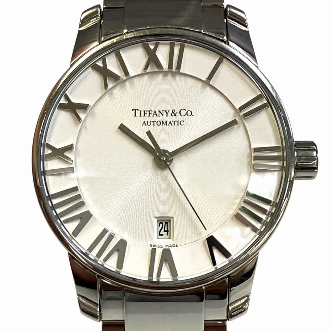 Tiffany & Co. Atlas Dome Watch, Total Weight 65.6g, Stainless Steel, Automatic Movement, White Dial,: --- Catalog ---Category: SizeWrist Size: 16cm / 6.29''Case Diameter: 29mm / 1.14''Category: DesignType: WristwatchGender: Women,MenColor (Dial): WhiteMaterial (Band): Stainless steelMaterial (Case): S