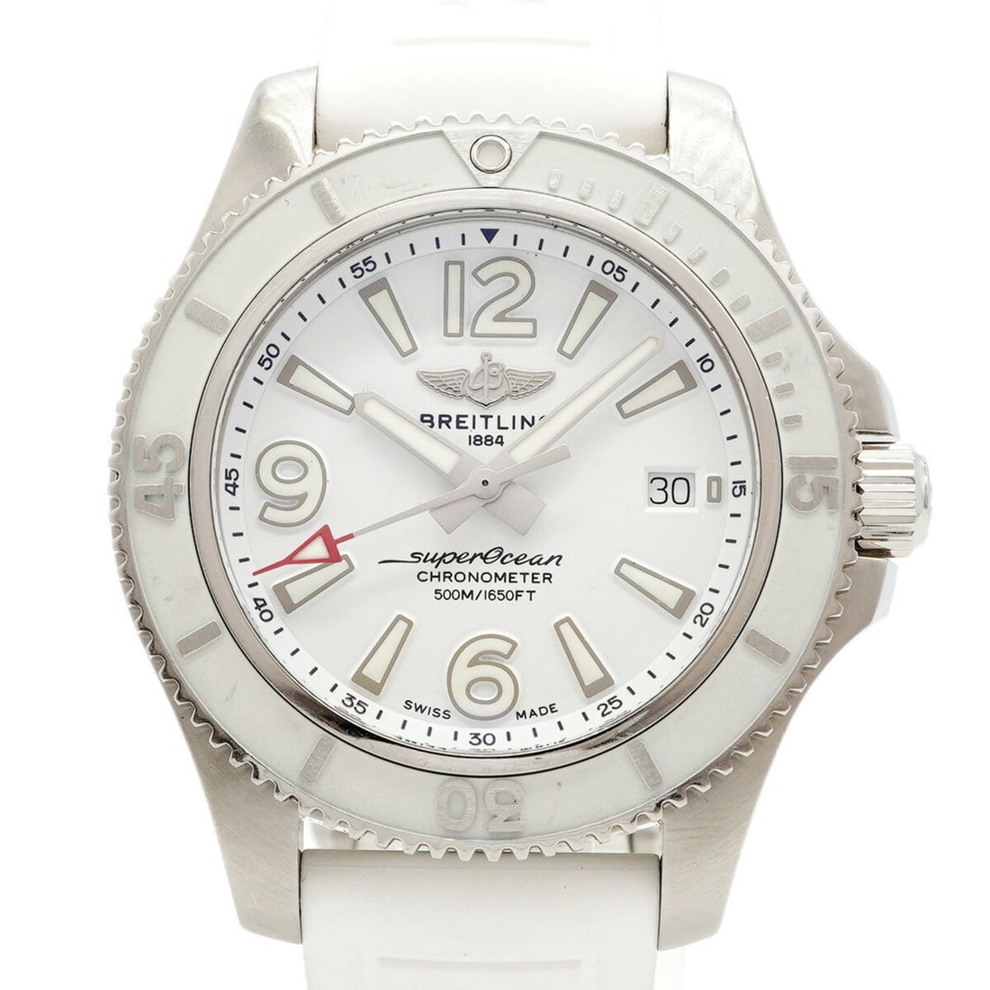 Breitling Superocean 42 A17366 White Dial Men's Watch: --- Catalog ---Category: SizeWrist Size: 16.5cm / 6.49''Case Diameter: 42mm / 1.65''Category: DesignType: WristwatchGender: MenColor (Dial): WhiteMaterial (Band): RubberCategory: GeneralMPN: A17366Bra