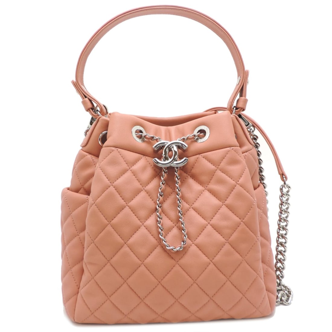 Chanel Matelassé 2-Way Shoulder Bag for Women, A91277, Lambskin, Pink: --- Catalog ---Category: SizeSize (HxWxD): 20.5cm x 18cm x 12cm / 8.07'' x 7.08'' x 4.72''Category: DesignType: Shoulder bagColor: PinkGender: WomenMaterial: Leather Leather/Fur Type: LambskinCategory