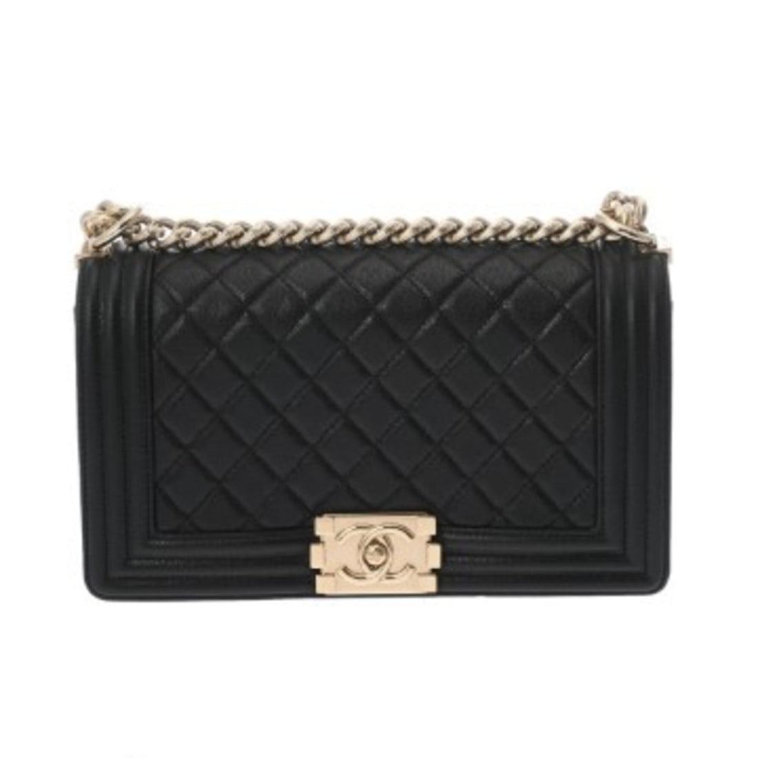 CHANEL Boy Chanel Chain Shoulder Bag, 25cm, Black, A67086, Women's, Caviar Skin, A Rank, Used, Ginzo: --- Catalog ---Category: SizeSize (HxWxD): 15cm x 25cm x 7cm / 5.9'' x 9.84'' x 2.75''Category: DesignType: Shoulder bagColor: BlackGender: WomenMaterial: Grained Calfskin Hardware Color: Champagne go