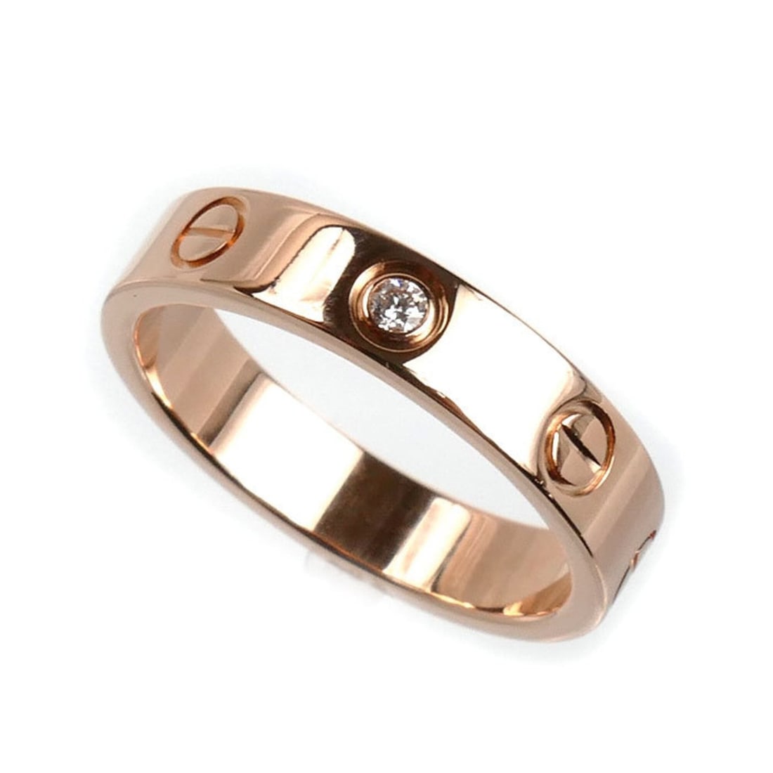 CARTIER Cartier 18KPG Pink Gold Mini Love 1P Diamond Ring B4050751 51 4.4g Women's (1 of 9)
