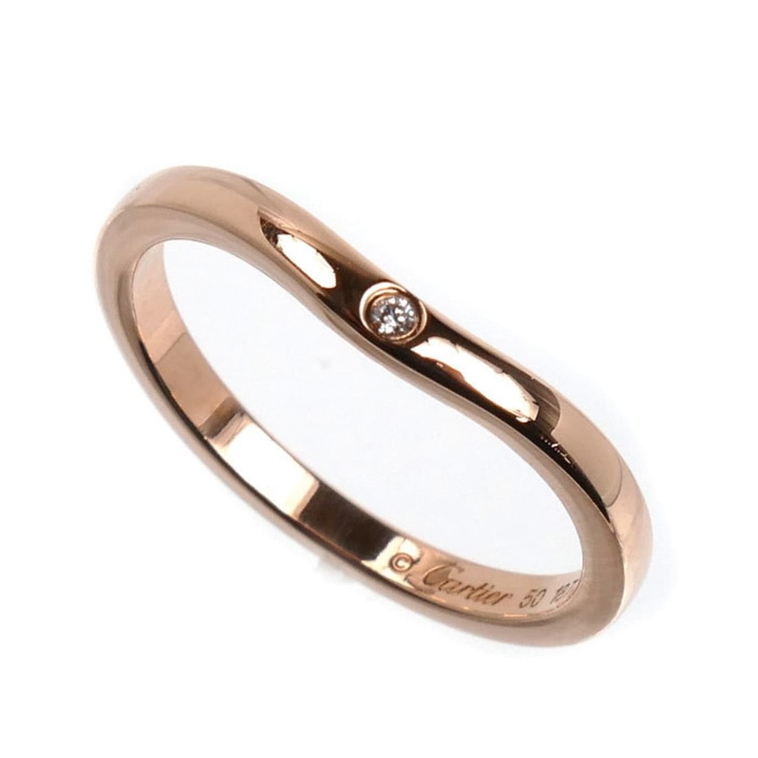 CARTIER Cartier 18KPG Pink Gold Ballerina Curve Wedding Ring with 3 Diamonds B4098650 Diamond 50: --- Catalog ---Category: SizeUS Size: 5.5Brand Size: 50Category: DesignType: Band ringStone: DiamondGender: WomenMaterial: Pink gold (18K)Category: GeneralMPN: B4098650Brand: CartierCountry of Origin: