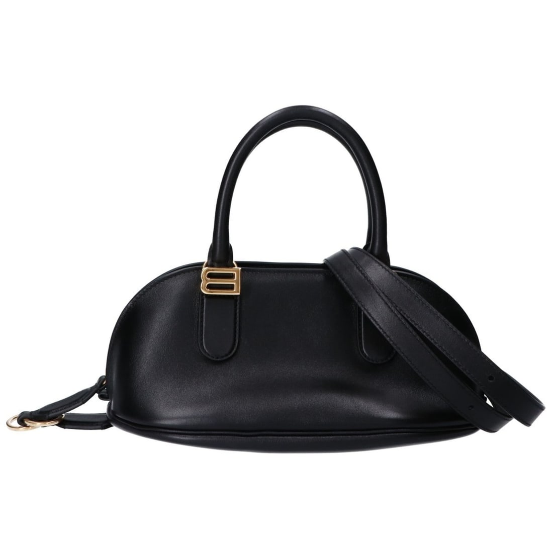 BALENCIAGA 868585 2026 Summer Collection Showpiece Black Bolero Smooth Calf Bowling Bag Mini: --- Catalog ---Category: SizeSize (HxWxD): 12cm x 29cm x 16cm / 4.72'' x 11.41'' x 6.29''Category: DesignType: Shoulder bagColor: BlackGender: WomenMaterial: Leather Leather/Fur Type: