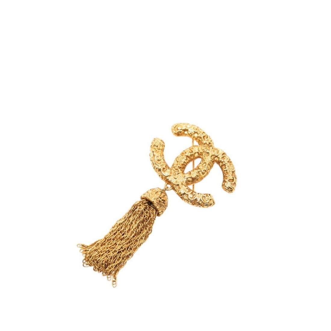 Chanel Coco Mark Tassel Vintage Brooch, 93A Stamp, Gold Plated, Women's CHANEL: --- Catalog ---Category: SizeSize (HxWxD): 8.59cm x 4.26cm / 3.38'' x 1.67''Category: DesignType: BroochGender: WomenMaterial: Gold platingCategory: GeneralBrand: Chanel--- Item List ---Section: