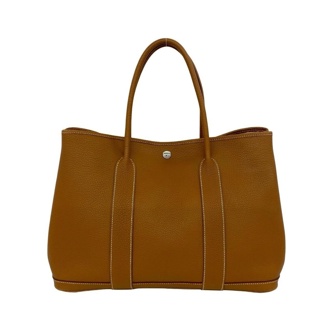 HERMES Garden Party PM Negonda Leather Tote Bag/Handbag with Logo Hardware, Gold, 81934: --- Catalog ---Category: SizeSize (HxWxD): 26.5cm x 36.5cm x 17cm / 10.43'' x 14.37'' x 6.69''Category: DesignType: Handbag, Tote bagColor: BrownGender: WomenMaterial: Negonda leather Category: Genera