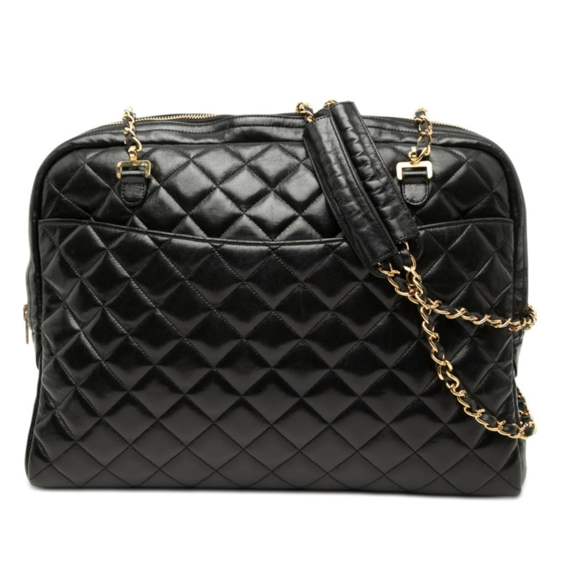 Chanel Matelassé Chain Shoulder Bag, Black Lambskin, Women's CHANEL: --- Catalog ---Category: SizeSize (HxWxD): 25cm x 35cm x 8cm / 9.84'' x 13.77'' x 3.14''Category: DesignType: Shoulder bagColor: BlackGender: WomenMaterial: Leather Leather/Fur Type: LambskinCategory:
