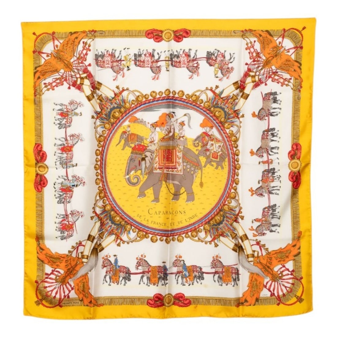 Hermes Carre 90 CAPARACONS DE LA FRANCE ET L'INDE Horse Ornament Scarf Muffler Multicolor Silk (1 of 20)