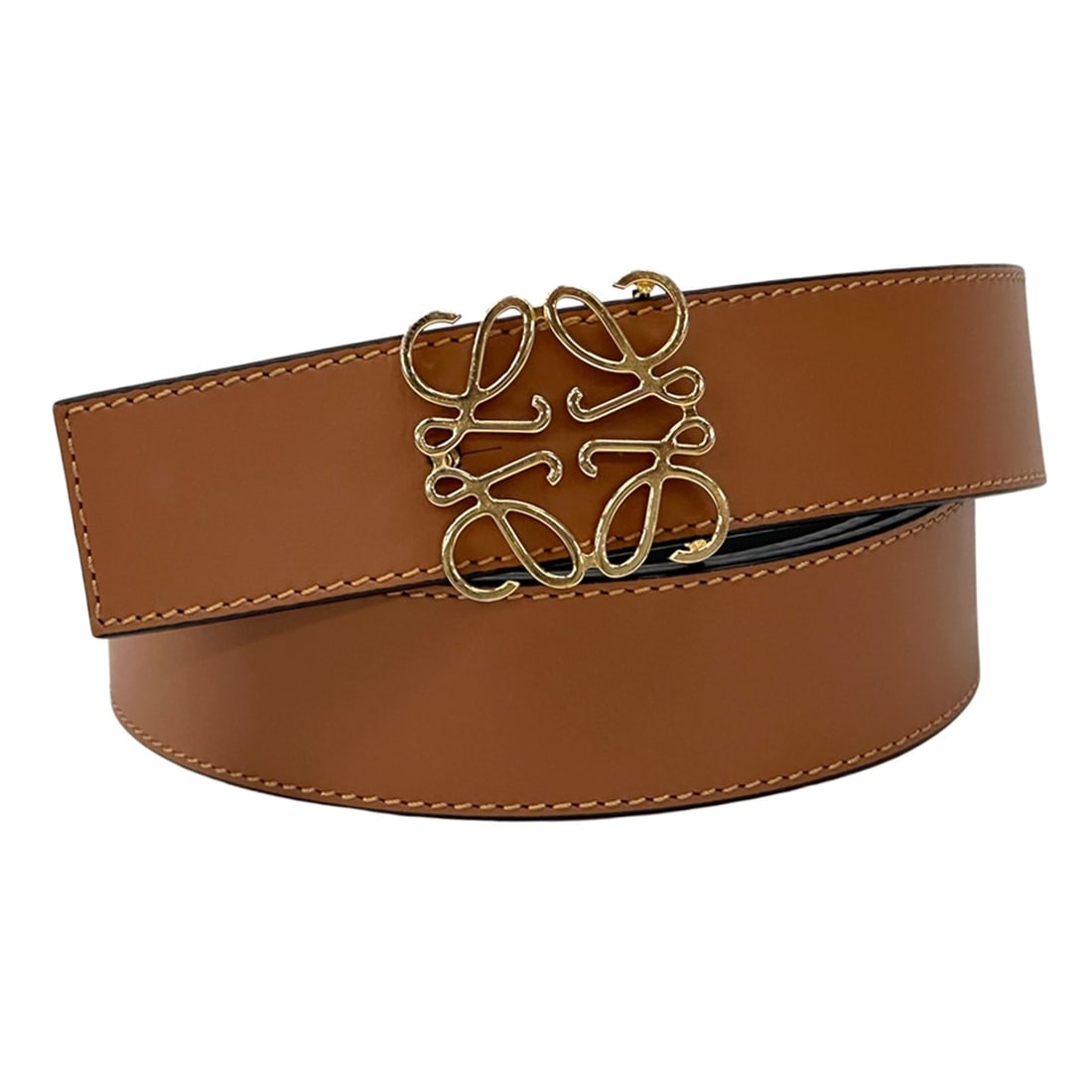Loewe belt for women and men, featuring the brand's Anagram logo, made of leather in brown, black,: --- Catalog ---Category: SizeLength: 75cm - 85cm / 29.52'' - 33.46''Category: DesignType: Standard beltColor: Black, Brown, GoldGender: Men,WomenMaterial (Strap): Leather Category: GeneralBrand: Loewe