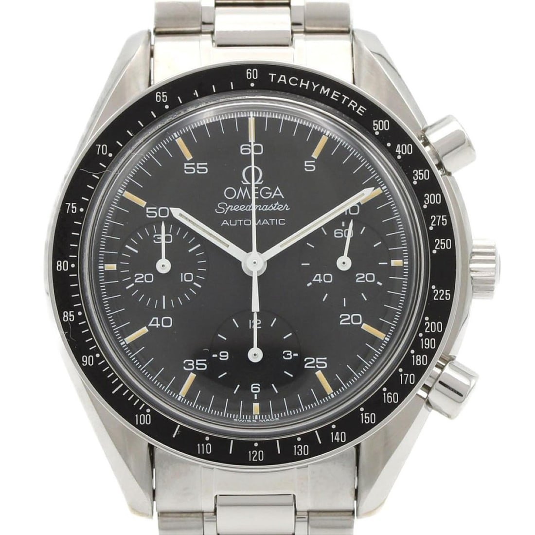 Omega Speedmaster 3510.50 SS Automatic Watch: --- Catalog ---Category: SizeWrist Size: 17cm / 6.69''Case Diameter: 39mm / 1.54''Category: DesignType: WristwatchGender: MenColor (Dial): BlackMaterial (Band): Stainless steelMaterial (Case): Stainle