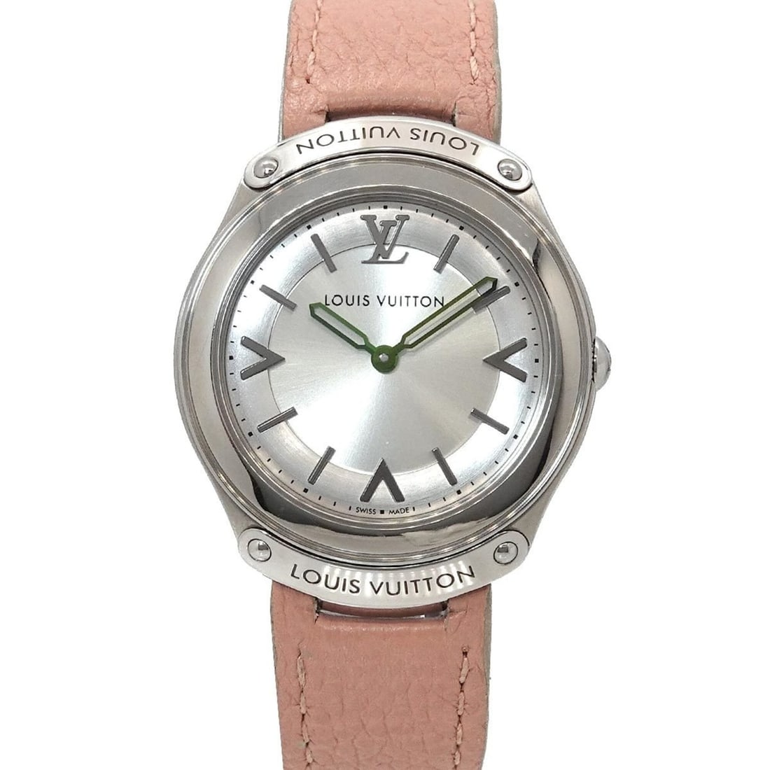 Louis Vuitton Fifty Five Q6J00 Women's Watch, Silver, Quartz.: --- Catalog ---Category: SizeWrist Size: 12.5cm - 16.5cm / 4.92'' - 6.49''Case Diameter: 31mm / 1.22''Category: DesignType: WristwatchGender: WomenColor (Dial): SilverMaterial (Band): Leather, Stainle