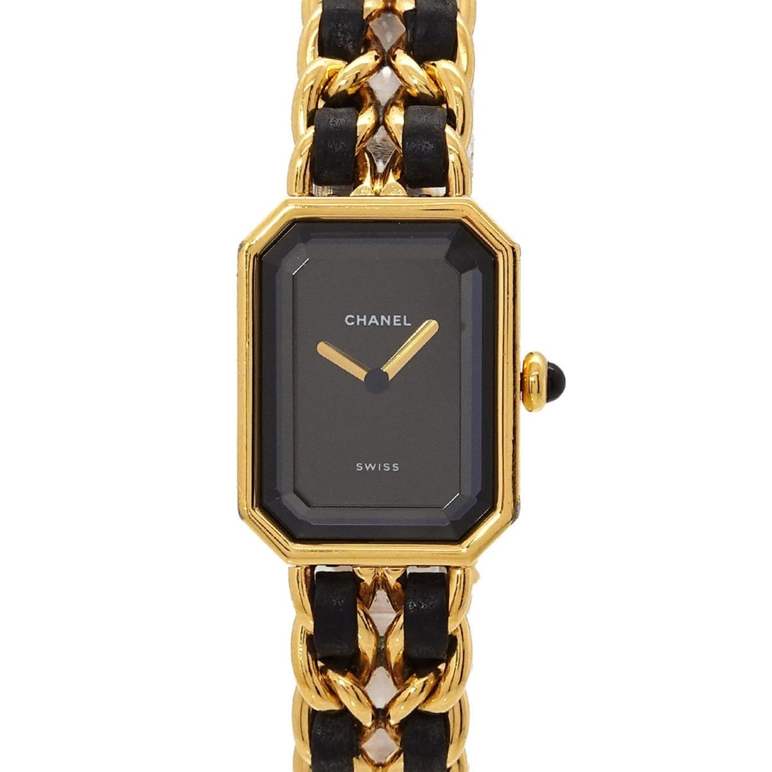 Chanel Premiere Large Size H0001 Women's Watch Black Gold Quartz: --- Catalog ---Category: SizeWrist Size: 16cm / 6.29''Case Diameter: 20mm / 0.79''Category: DesignType: WristwatchGender: WomenColor (Dial): BlackMaterial (Band): Gold plated, Leather, Stainless steel