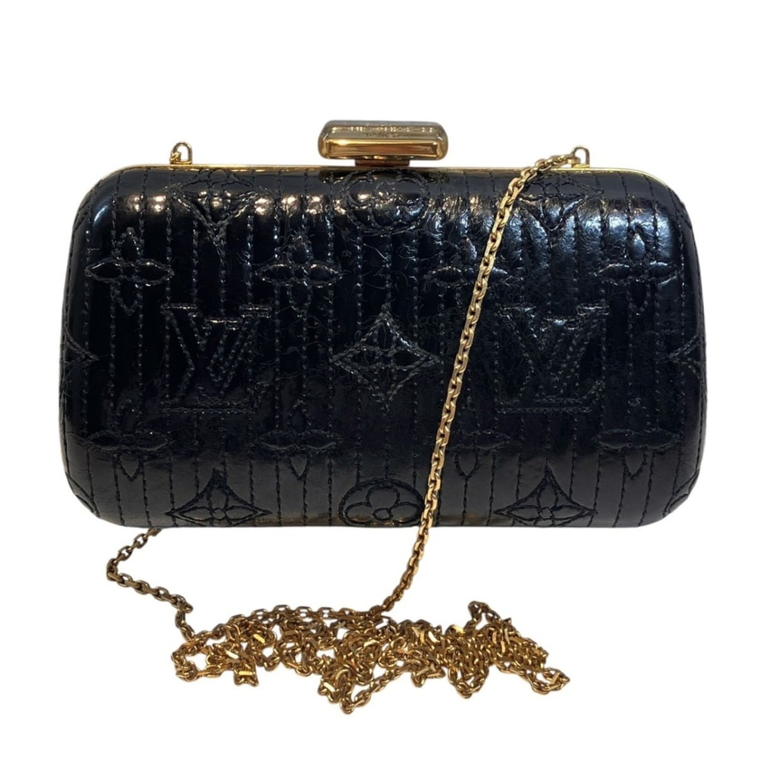 Louis Vuitton Minaudière Shoulder Bag, Monogram Motard Enamel, M95803: --- Catalog ---Category: SizeSize (HxWxD): 9.5cm x 16.5cm x 5.5cm / 3.74'' x 6.49'' x 2.16''Category: DesignType: Shoulder bagColor: Black, MonogramGender: WomenMaterial: Monogram Category: GeneralMPN
