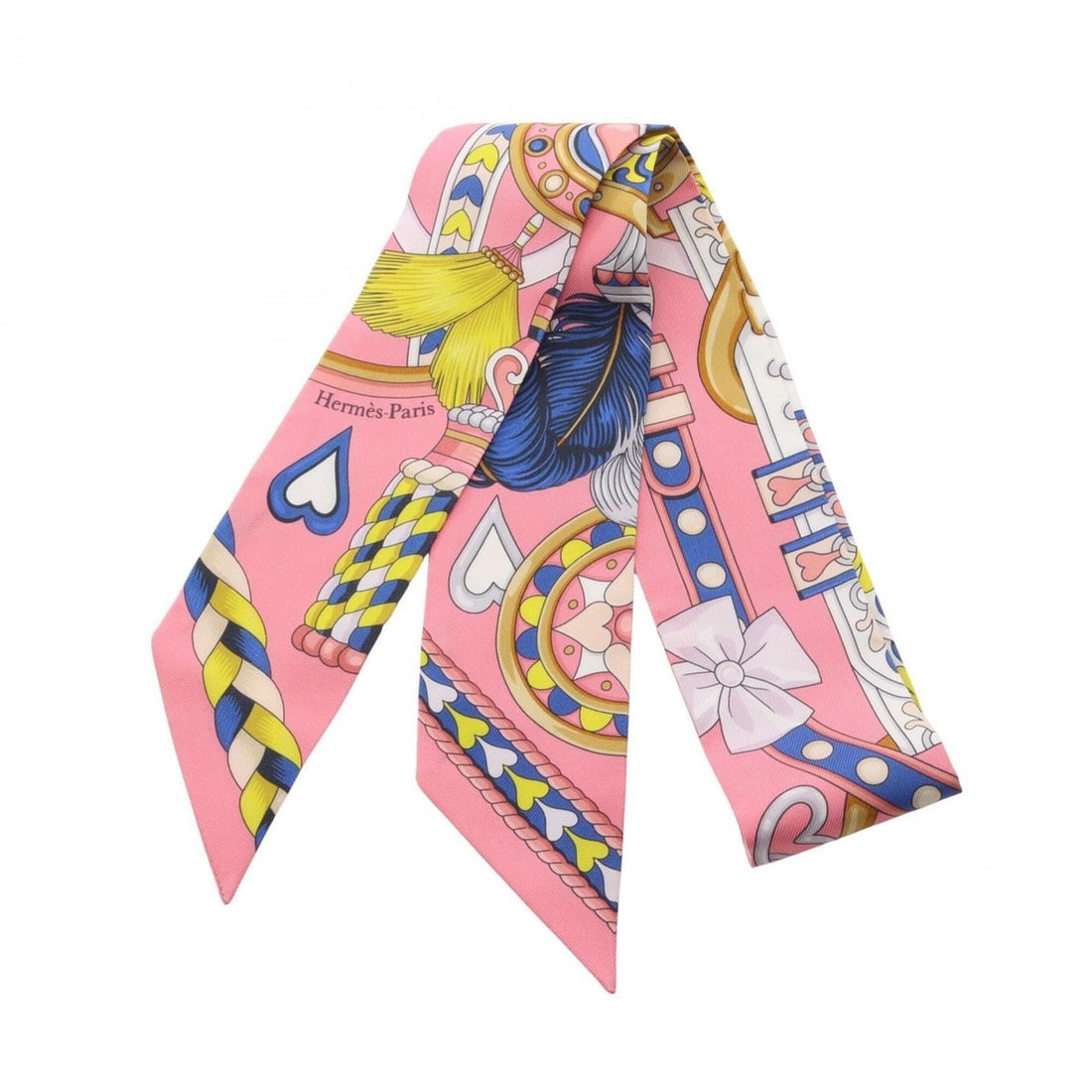 Hermes Twilly HARNAIS DE COEUR Ribbon Scarf Muffler Silk Women's Pink Multicolor: --- Catalog ---Category: SizeSize (LxW): 85cm x 5cm / 33.46'' x 1.96''Category: DesignType: ScarfColor: Multi-color, PinkGender: WomenMaterial: Silk Category: GeneralBrand: Hermes--- Item List ---Sect