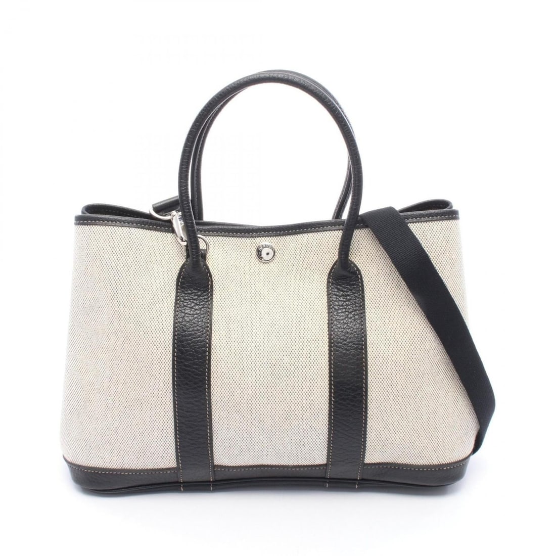 Hermes Garden Party TPM Ecru 2-Way Tote Bag Handbag Leather Toile H Women's Gray/Black: --- Catalog ---Category: SizeSize (HxWxD): 21cm x 30cm x 14cm / 8.26'' x 11.81'' x 5.51''Category: DesignType: Handbag, Tote bagColor: Black, Ecru, GrayGender: WomenMaterial: Toile H , Leather Categor