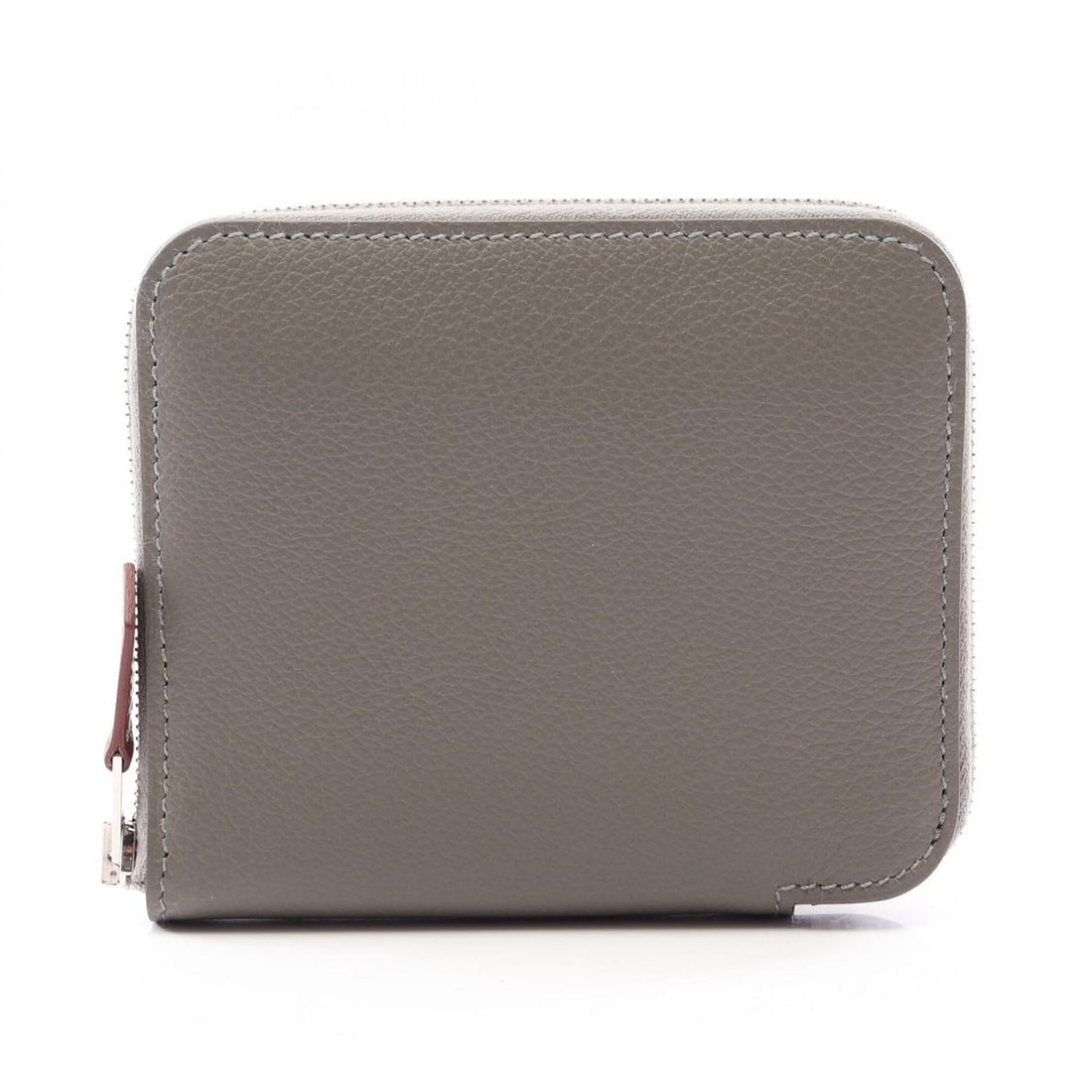 Hermes Azap Compact Silk In Round Wallet, Leather, Evercolor, Women's, Gray (1 of 9)