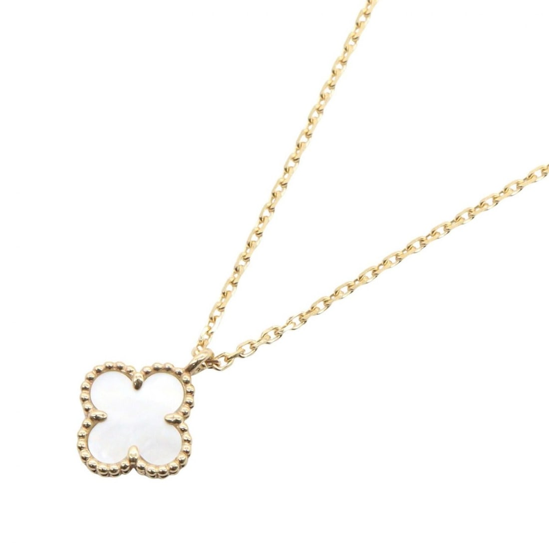 Van Cleef & Arpels Sweet Alhambra Mother of Pearl Necklace, 18K Yellow Gold, Pearl, Women's,: --- Catalog ---Category: SizePendant Size: 9mm x 9mm / 0.35'' x 0.35''Neck Circumference: 38.5 cm - 40.5 cm / 15.15'' - 15.94''Category: DesignColor: Gold, WhiteGender: WomenMaterial: Yellow gold (18K