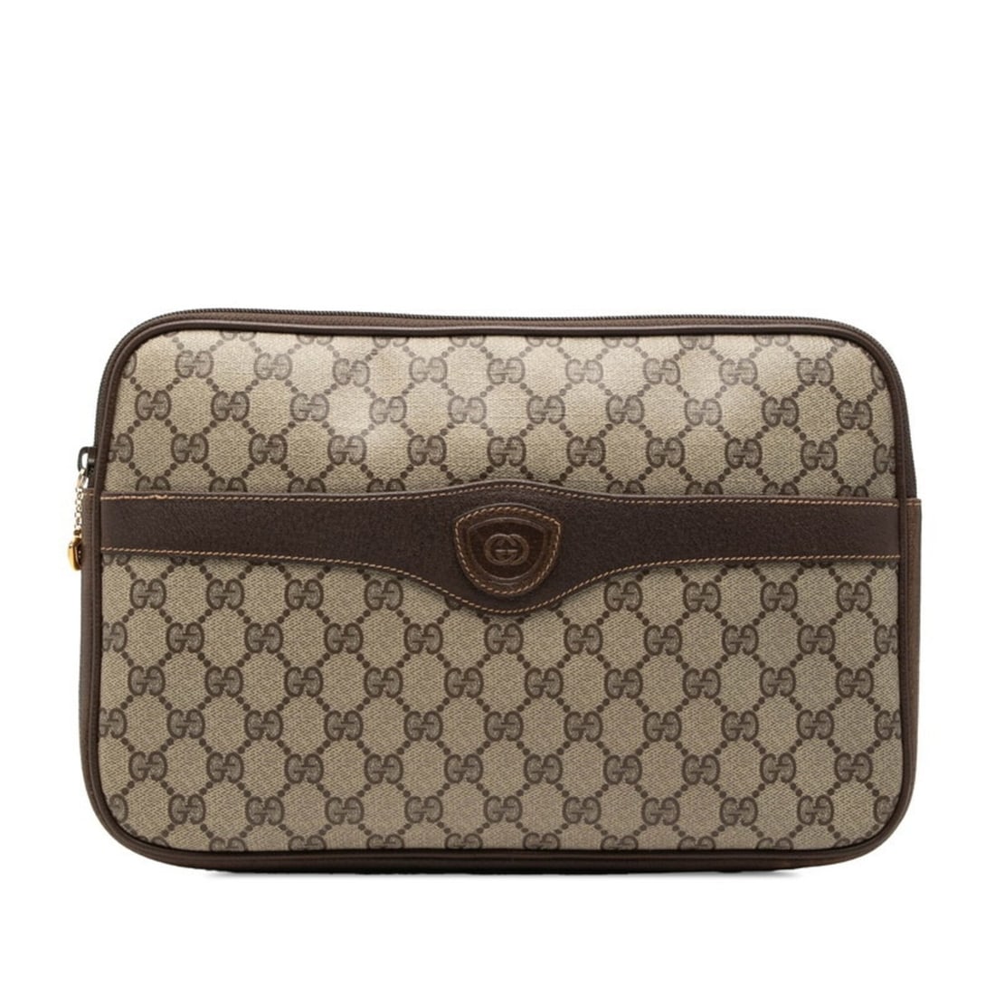 Gucci Old GG Supreme Clutch Bag Second 004 115 0672 Beige Brown Leather Women's GUCCI: --- Catalog ---Category: SizeSize (HxWxD): 21cm x 31cm x 3.5cm / 8.26'' x 12.2'' x 1.37''Category: DesignType: Clutch bagColor: Beige brownGender: WomenClosure: ZipperMaterial: PVC , Leather Category: