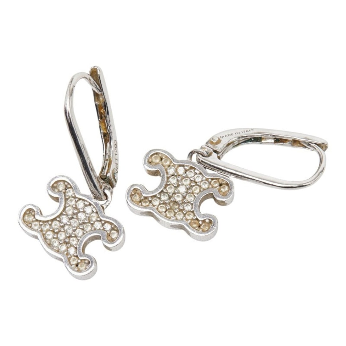 Celine Triomphe Earrings, Silver Metal Rhinestone, Women's CELINE: --- Catalog ---Category: SizeSize (HxWxD): 11.20mm x 9.90mm / 0.44'' x 0.39''Category: DesignType: Hoop earringsColor: SilverStone: RhinestoneGender: WomenMaterial: MetalCategory: GeneralBrand: Celine