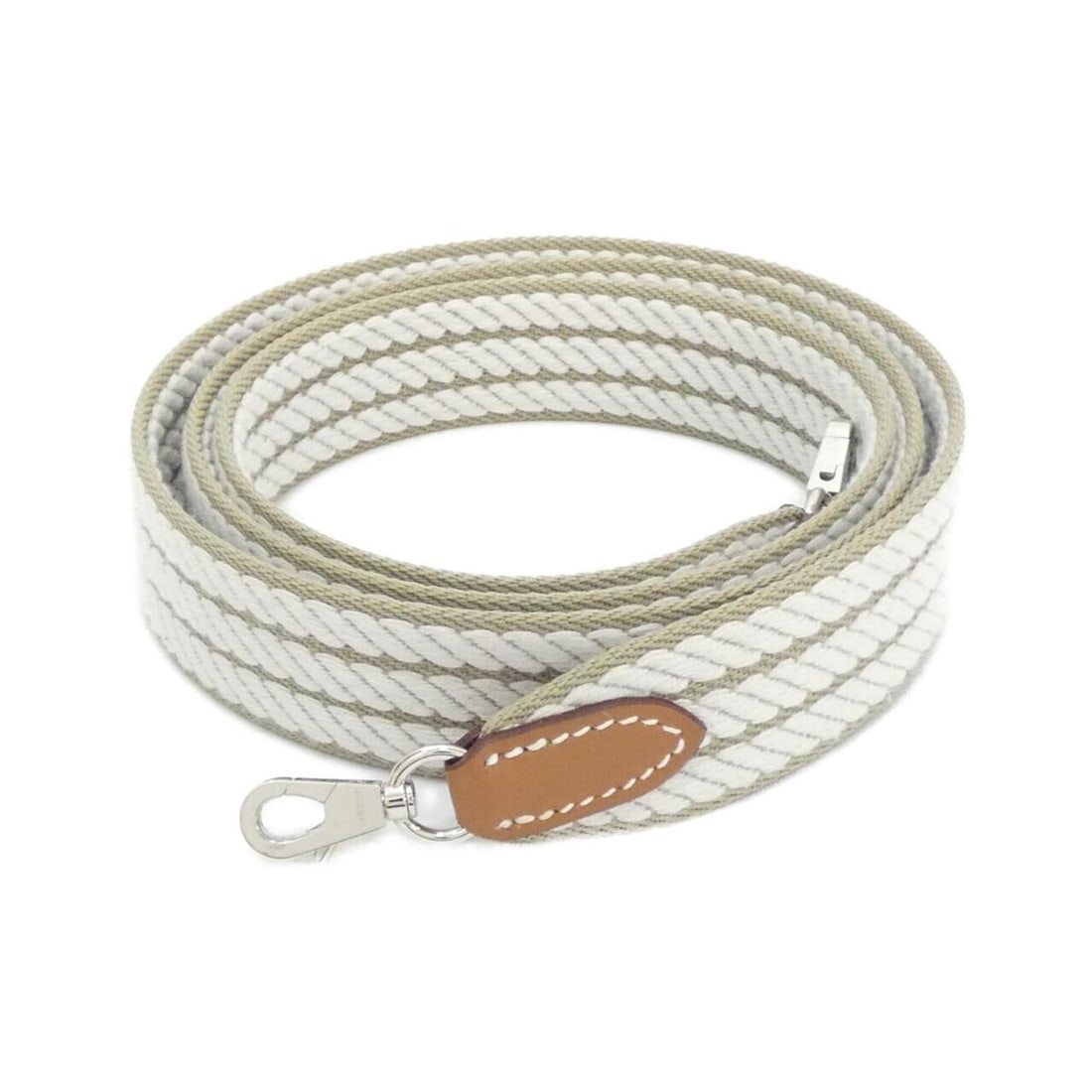 Hermes Sangle Cortage 085703CK Strap: --- Catalog ---Category: SizeHandle/Strap Length: 109.5cm / 43.11''Category: DesignType: StrapColor: BeigeGender: Women,MenMaterial: Canvas, Swift leatherCategory: GeneralBrand: Hermes--- Item List