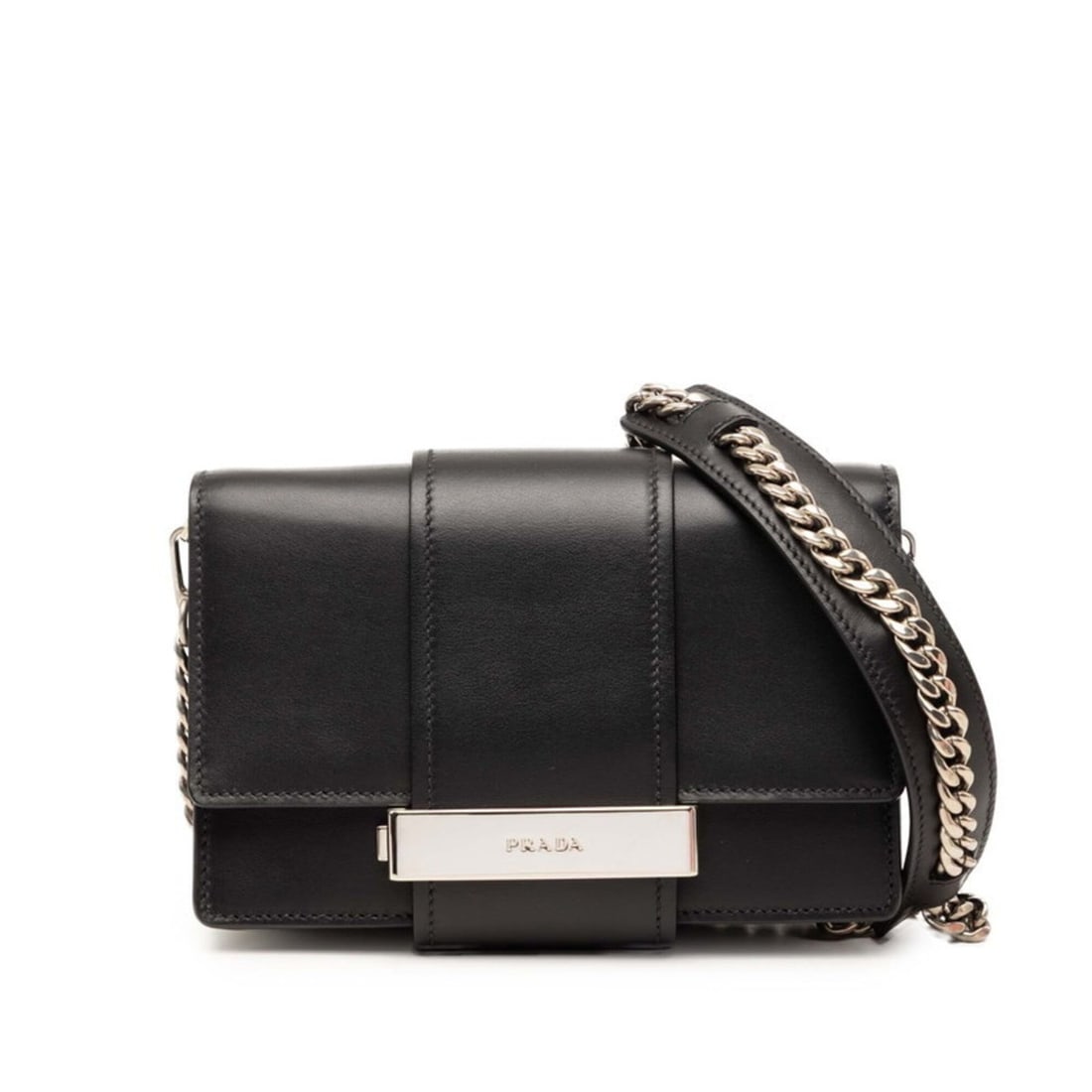 Prada Metal Ribbon Crossbody Chain Shoulder Bag 1BH066 Black City Calf Leather Women's PRADA: --- Catalog ---Category: SizeSize (HxWxD): 12cm x 19cm x 4.5cm / 4.72'' x 7.48'' x 1.77''Category: DesignType: Shoulder bagColor: BlackGender: WomenMaterial: Leather Leather/Fur Type: