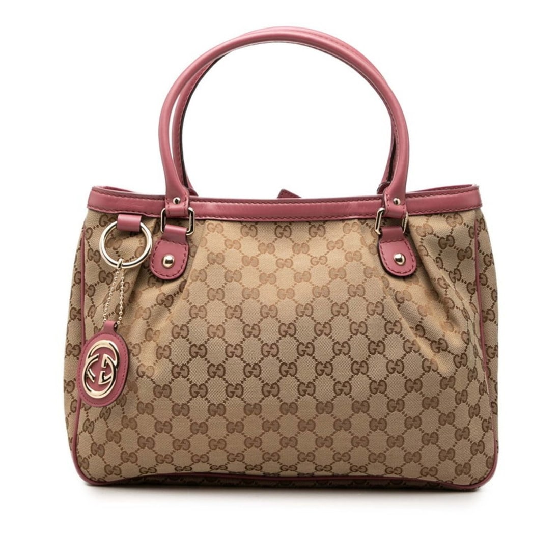 Gucci GG Canvas Sukey Tote Bag Handbag 296835 Beige Pink Leather Women's GUCCI: --- Catalog ---Category: SizeHandle Drop: 15.00cm / 5.91''Size (HxWxD): 27cm x 36cm x 11cm / 10.62'' x 14.17'' x 4.33''Category: DesignType: Handbag, Tote bagColor: Beige pinkGender: WomenClosure: