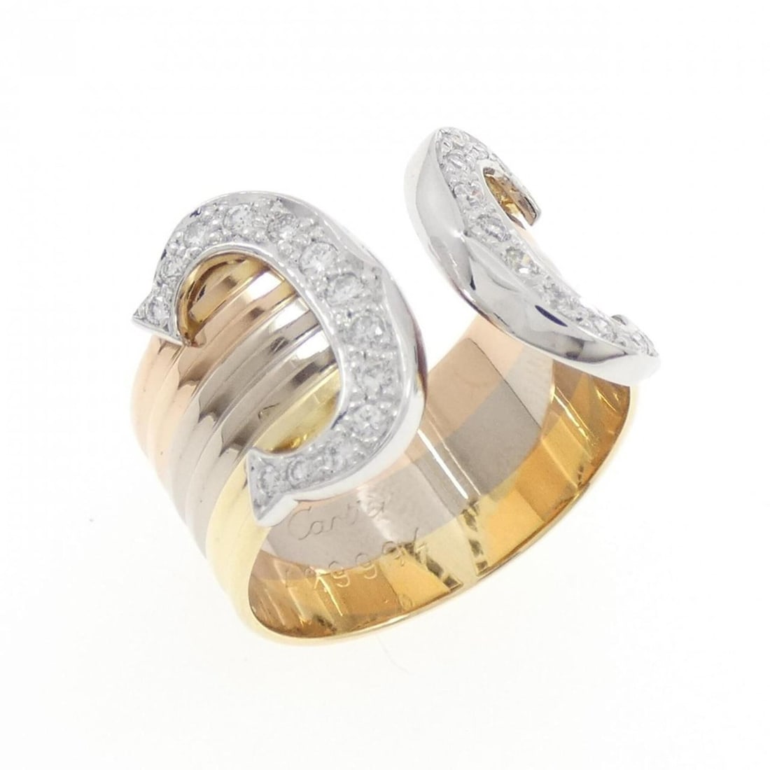 Cartier 2C Ring: --- Catalog ---Category: SizeWeight: 5.7g / 0.2oz.JP Size: 12US Size: 6.5Category: DesignType: Band ringStone: DiamondGender: WomenMaterial: Pink gold (18K), White gold (18K), Yellow gold
