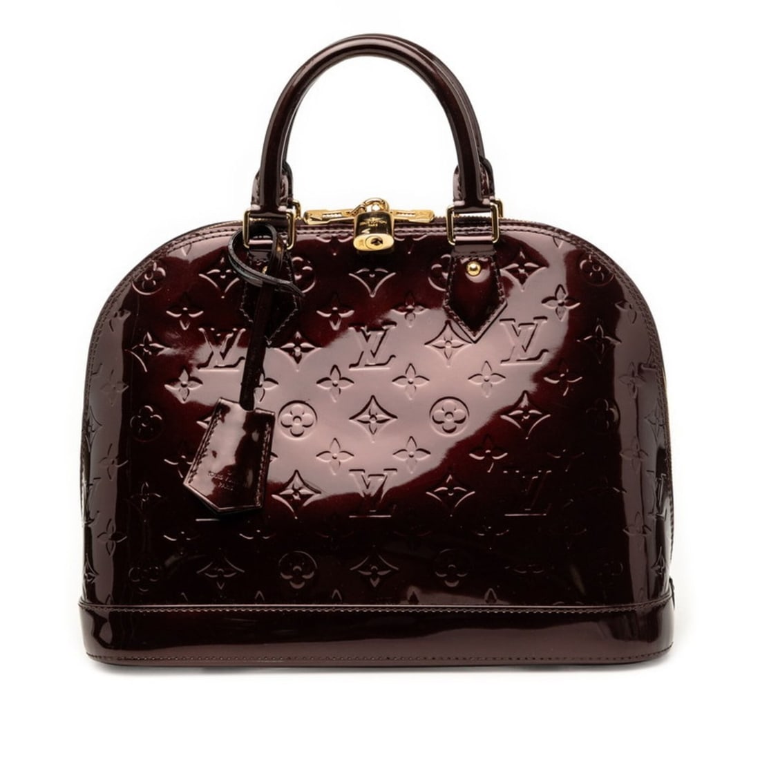 Louis Vuitton Monogram Vernis Alma PM Handbag M91691 Wine Red Rouge Fauviste Patent Leather Women's: --- Catalog ---Category: SizeSize (HxWxD): 24cm x 31cm x 15cm / 9.44'' x 12.2'' x 5.9''Category: DesignType: HandbagColor: Red color, Rouge fauviste, WineGender: WomenMaterial: Patent leather Category