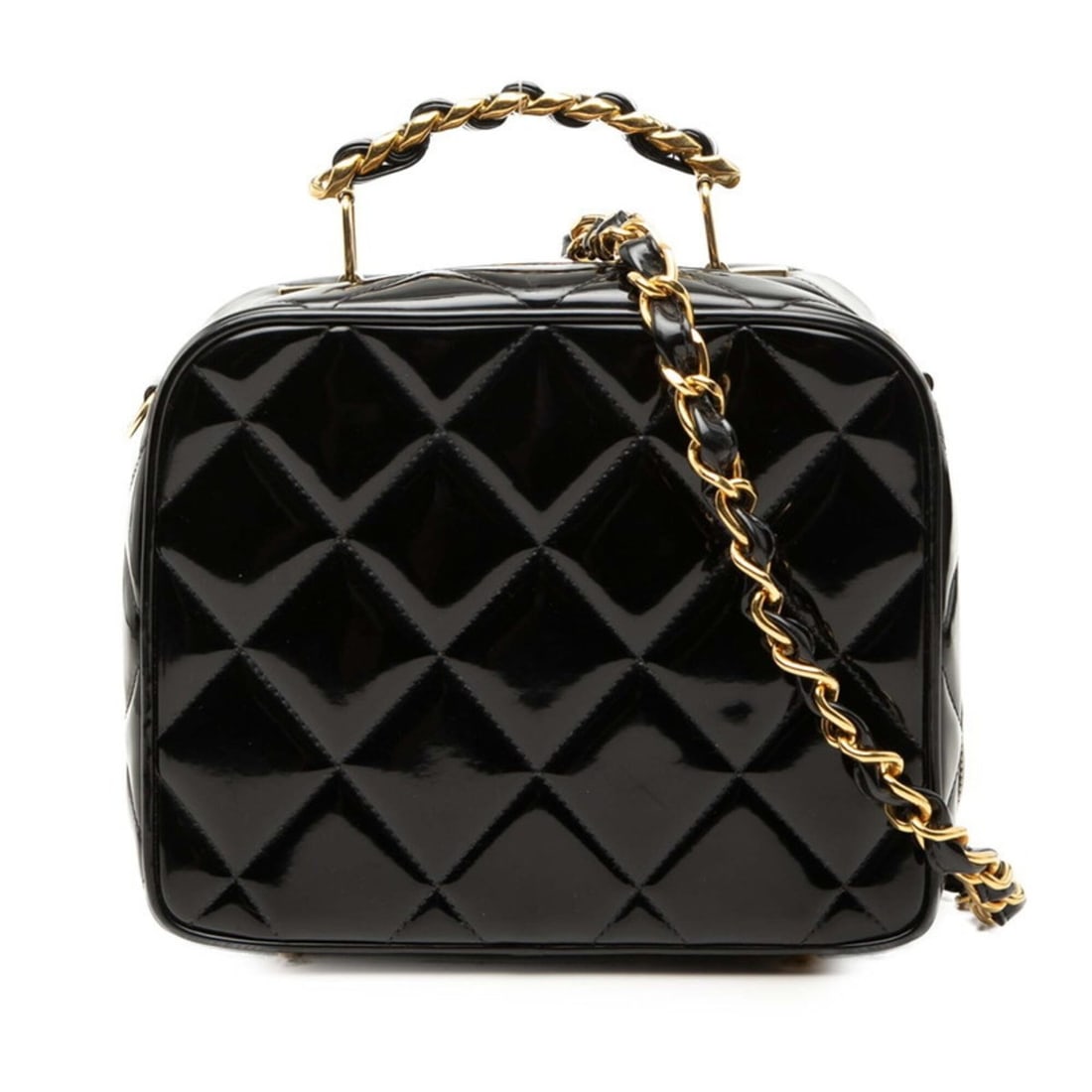 Chanel Matelassé Handbag Chain Shoulder Bag 2WAY Black Patent Leather Women's CHANEL: --- Catalog ---Category: SizeSize (HxWxD): 17.5cm x 21cm x 9cm / 6.88'' x 8.26'' x 3.54''Category: DesignType: Handbag, Shoulder bagColor: BlackGender: WomenMaterial: Patent leather Category: GeneralB