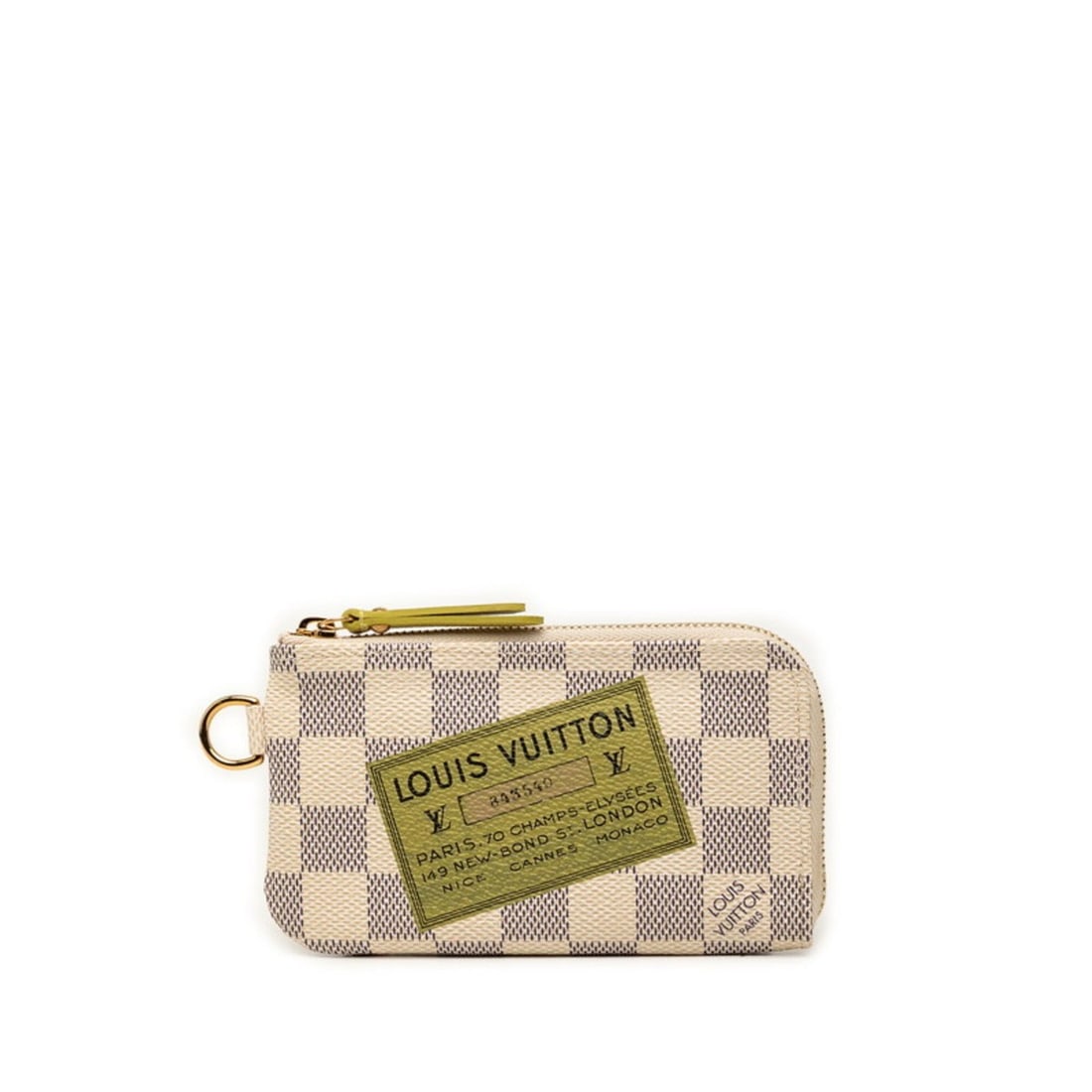 Louis Vuitton Damier Azur Pochette Clé Complice Wallet/Coin Case, L-shaped Zipper, N63085,: --- Catalog ---Category: SizeSize (HxWxD): 8cm x 13.5cm x 1.5cm / 3.14'' x 5.31'' x 0.59''Category: DesignType: PochetteColor: Green, WhiteGender: WomenMaterial: PVC , Leather Category: GeneralMPN: N6