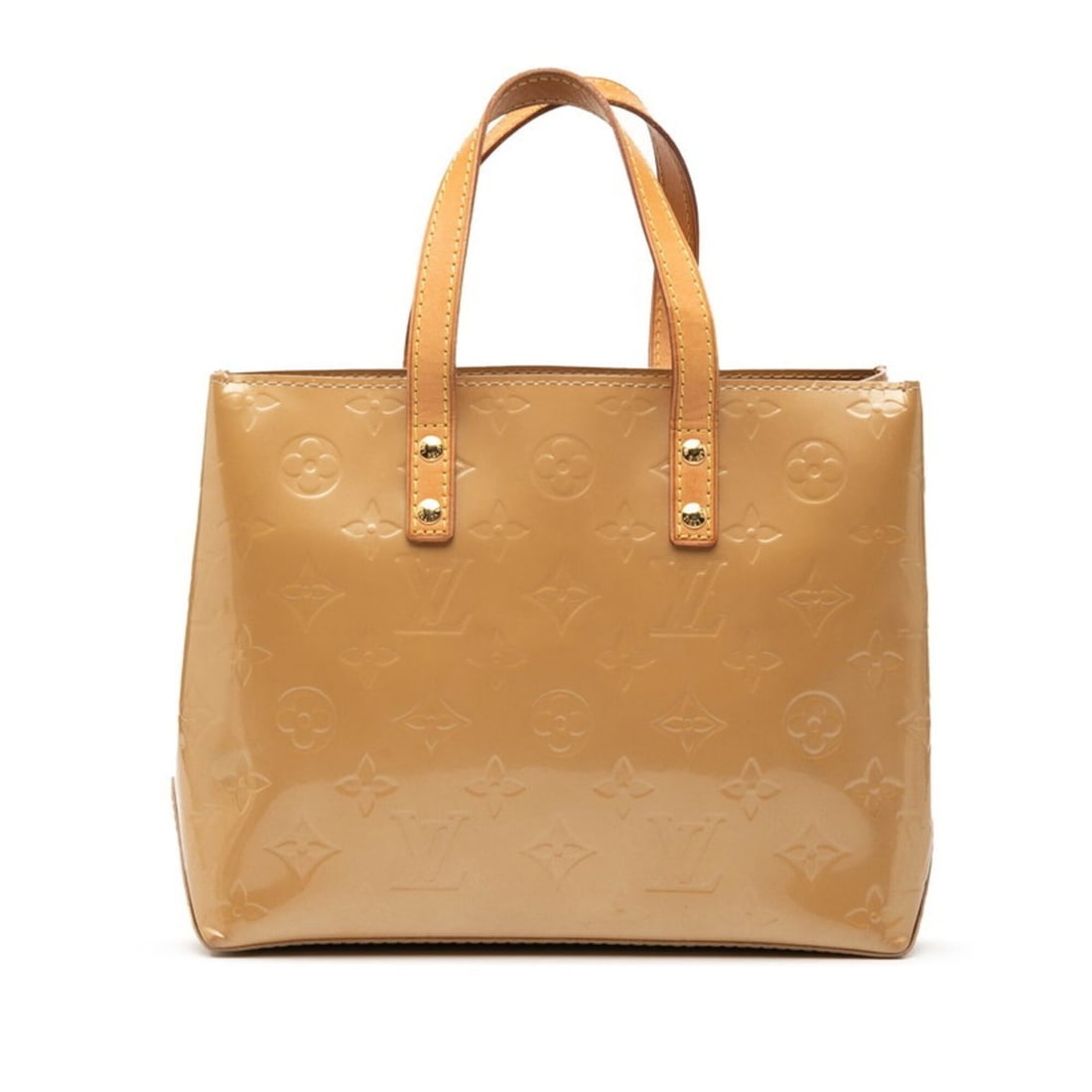 Louis Vuitton Monogram Vernis Lead PM Handbag Mini Tote Bag M91334 Noisette Beige Patent Leather: --- Catalog ---Category: SizeSize (HxWxD): 17cm x 23cm x 10cm / 6.69'' x 9.05'' x 3.93''Category: DesignType: HandbagColor: Beige, NoisetteGender: WomenMaterial: Patent leather Category: GeneralMPN: M