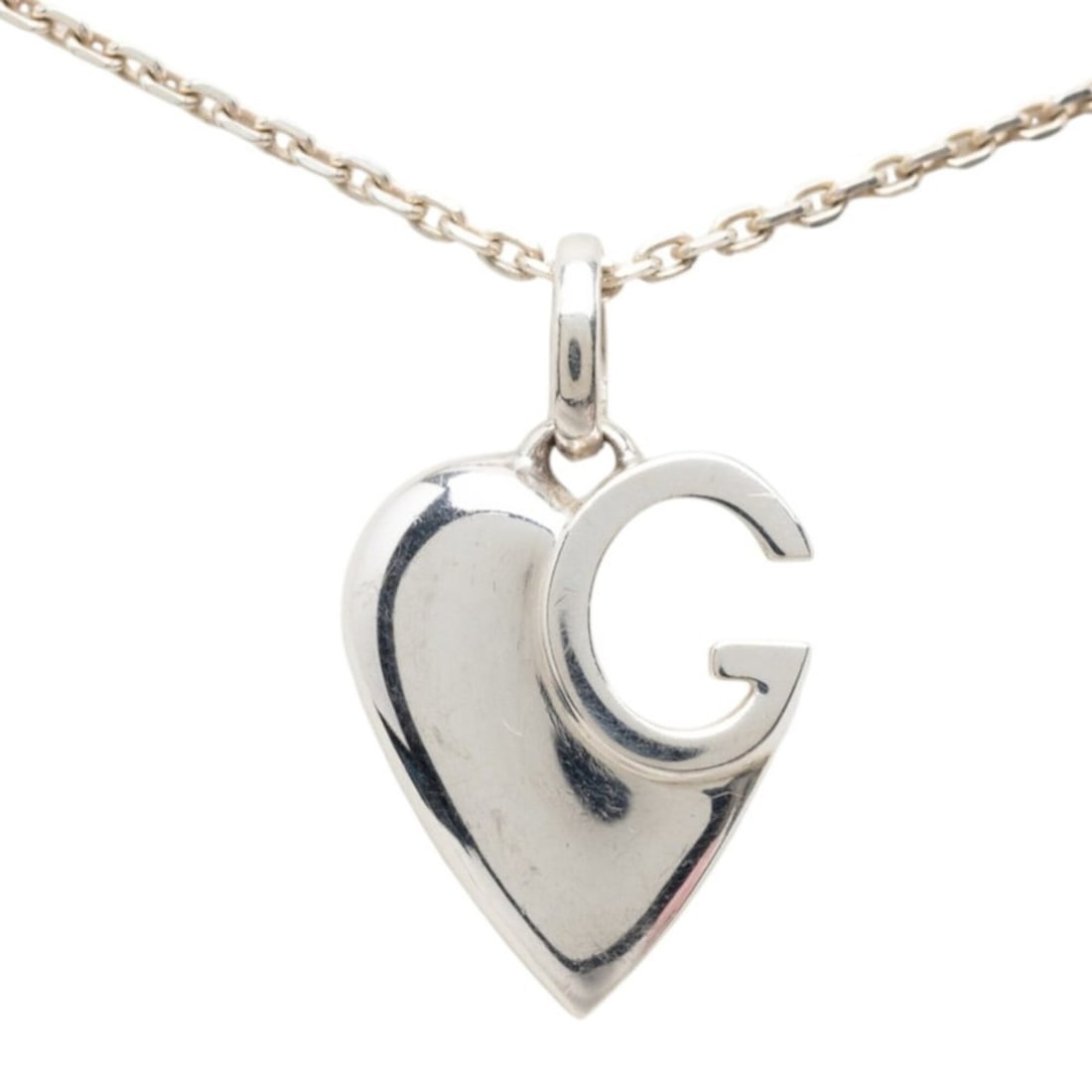 Gucci G Heart Chain Pendant Necklace, SV925 Silver, Women's GUCCI (1 of 12)