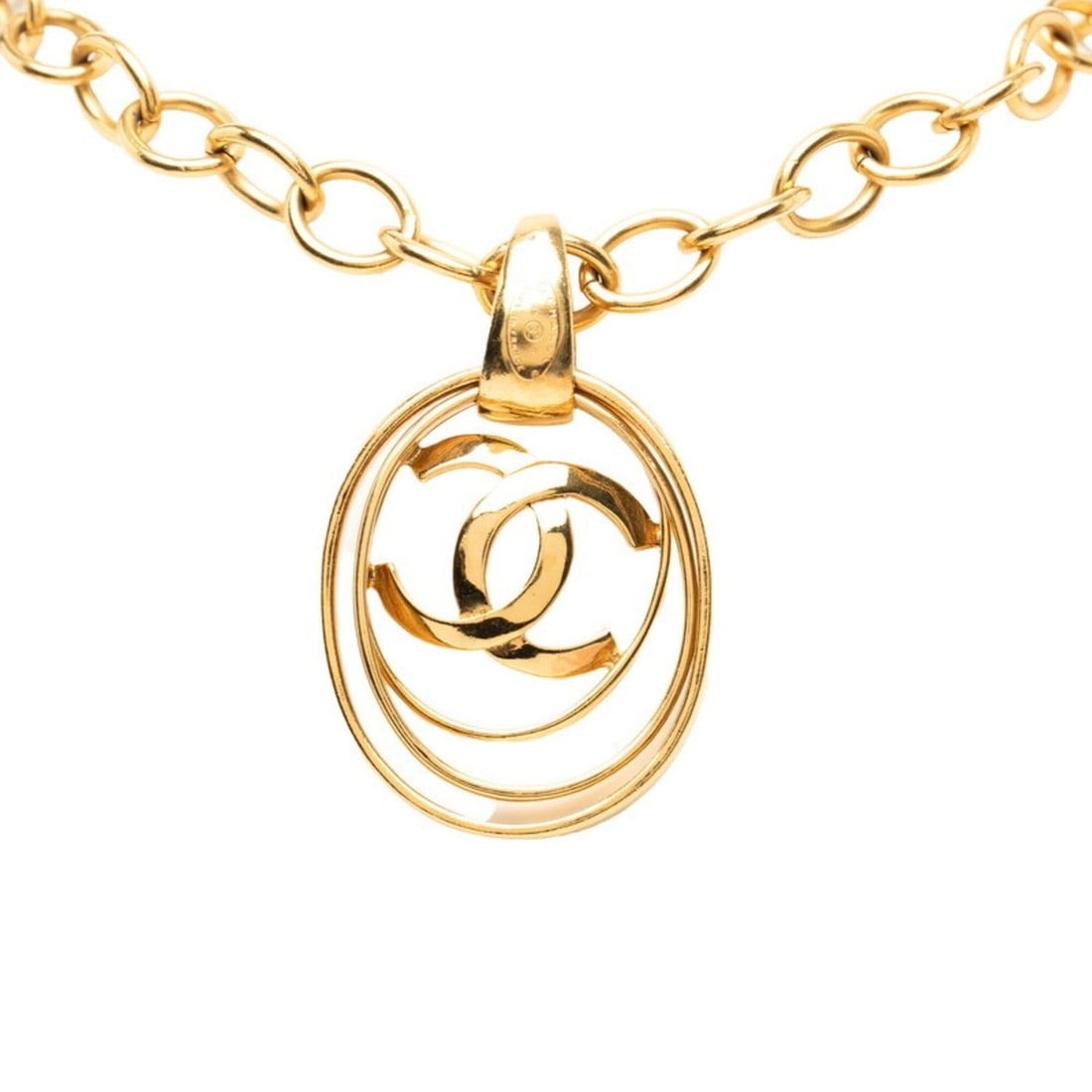 Chanel Coco Mark Vintage Chain Pendant Necklace, 95P Stamp, Gold Plated, Women's.: --- Catalog ---Category: SizePendant Size: 68.4mm x 45mm / 2.69'' x 1.77''Neck Circumference: 87 cm / 34.25''Category: DesignColor: GoldGender: WomenMaterial: Gold platingPendant Type: PendantNecklace